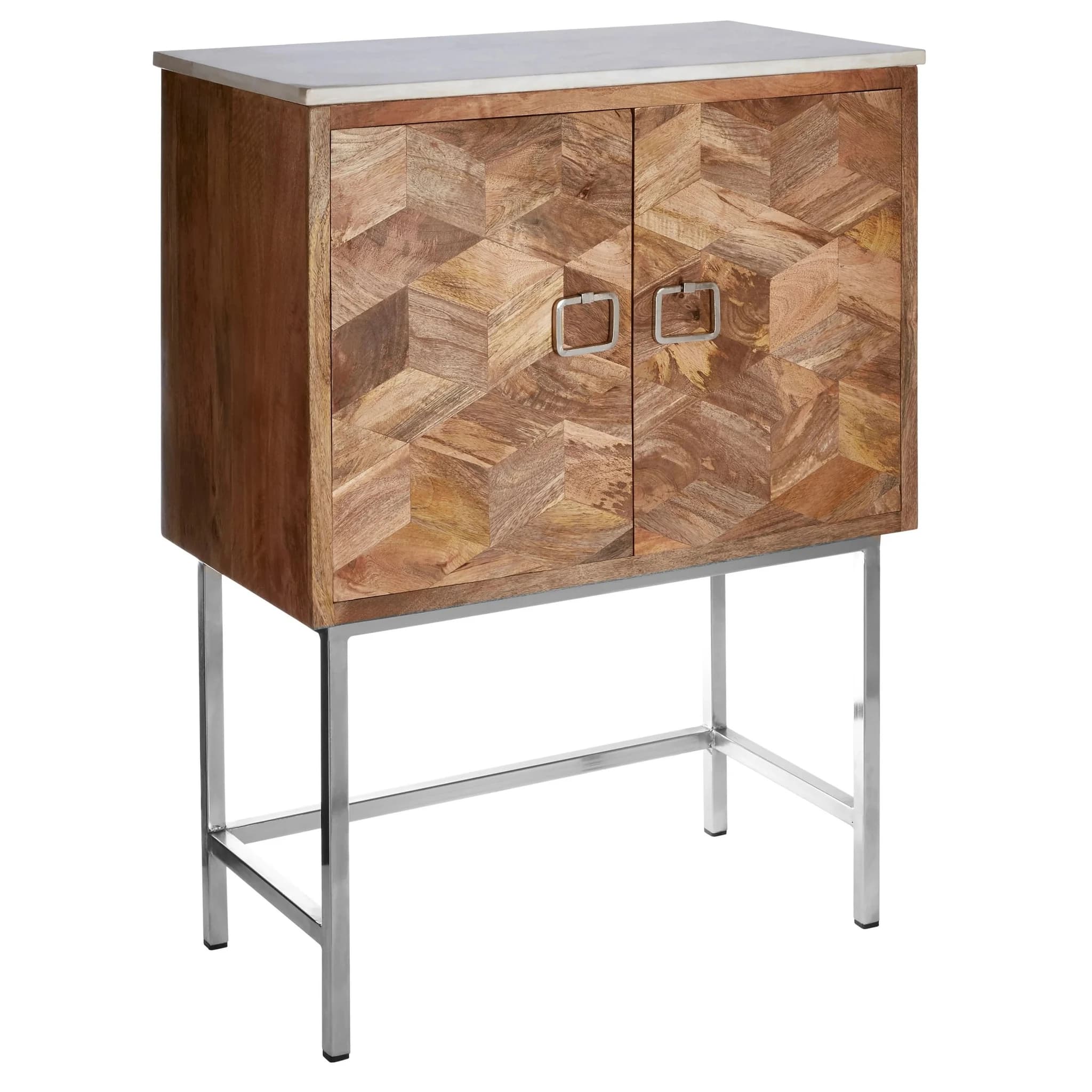 Nirav Marble and Mango Wood Geometric Design Cabinet - Bookcases & shelving, photo 3 of 5