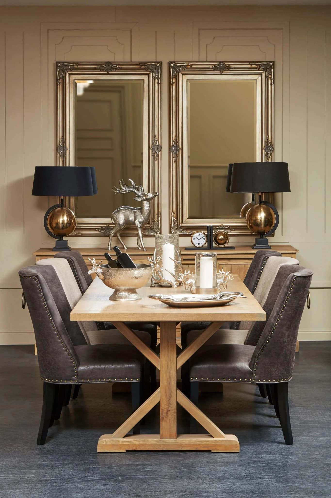 Lyon Grey Finish Oak Wood Dining Table - Tables, photo 2 of 8
