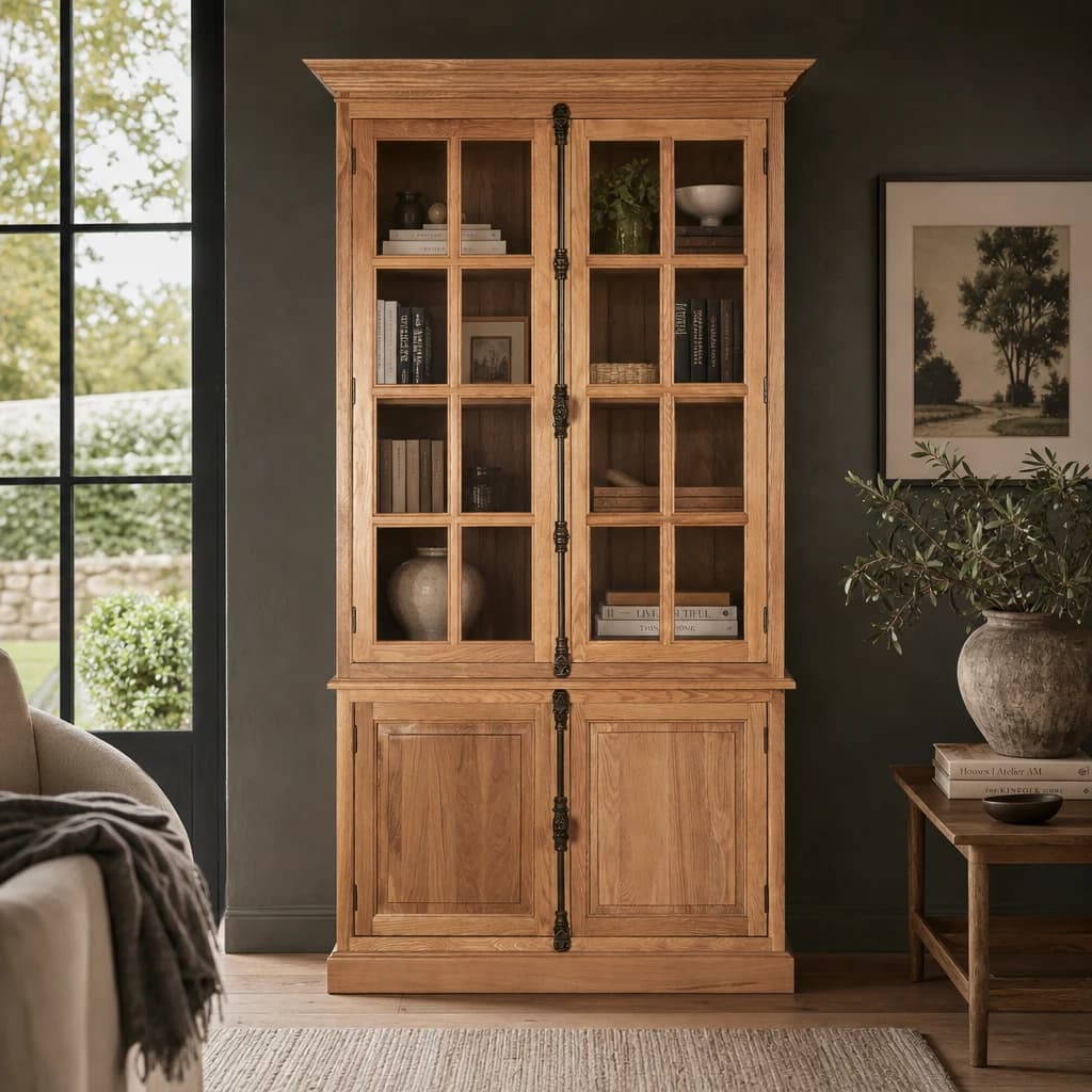 Lyon Natural Oak Wood Tall Cabinet - Bookcases & shelving, photo 1 of 5