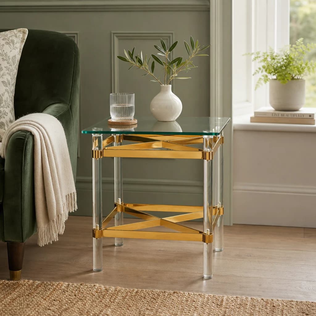 Clarence Glass and Gold Side Table - Tables, photo 1 of 6