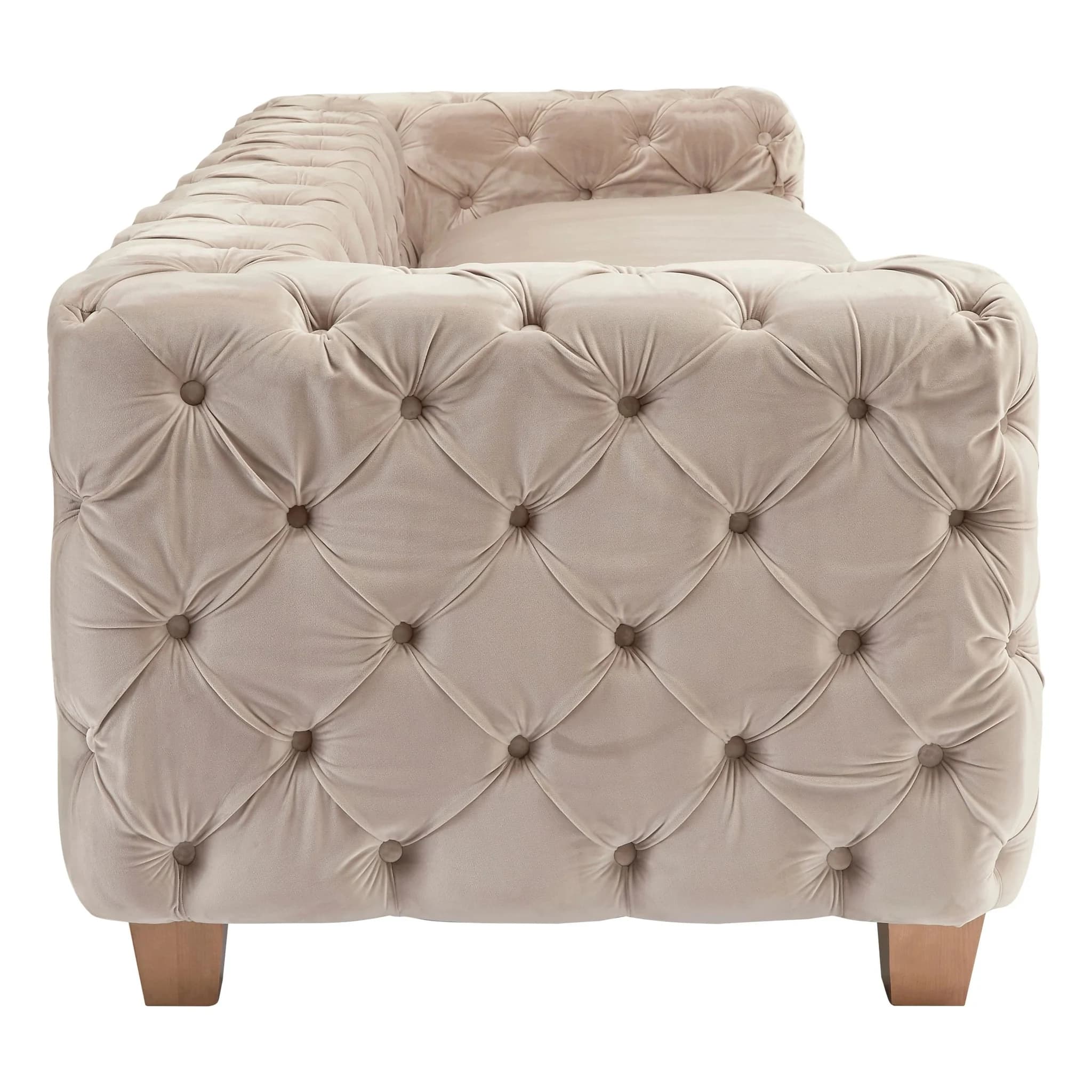 Ophelia 3 Seat Beige Velvet Sofa - Seating, photo 5 of 8