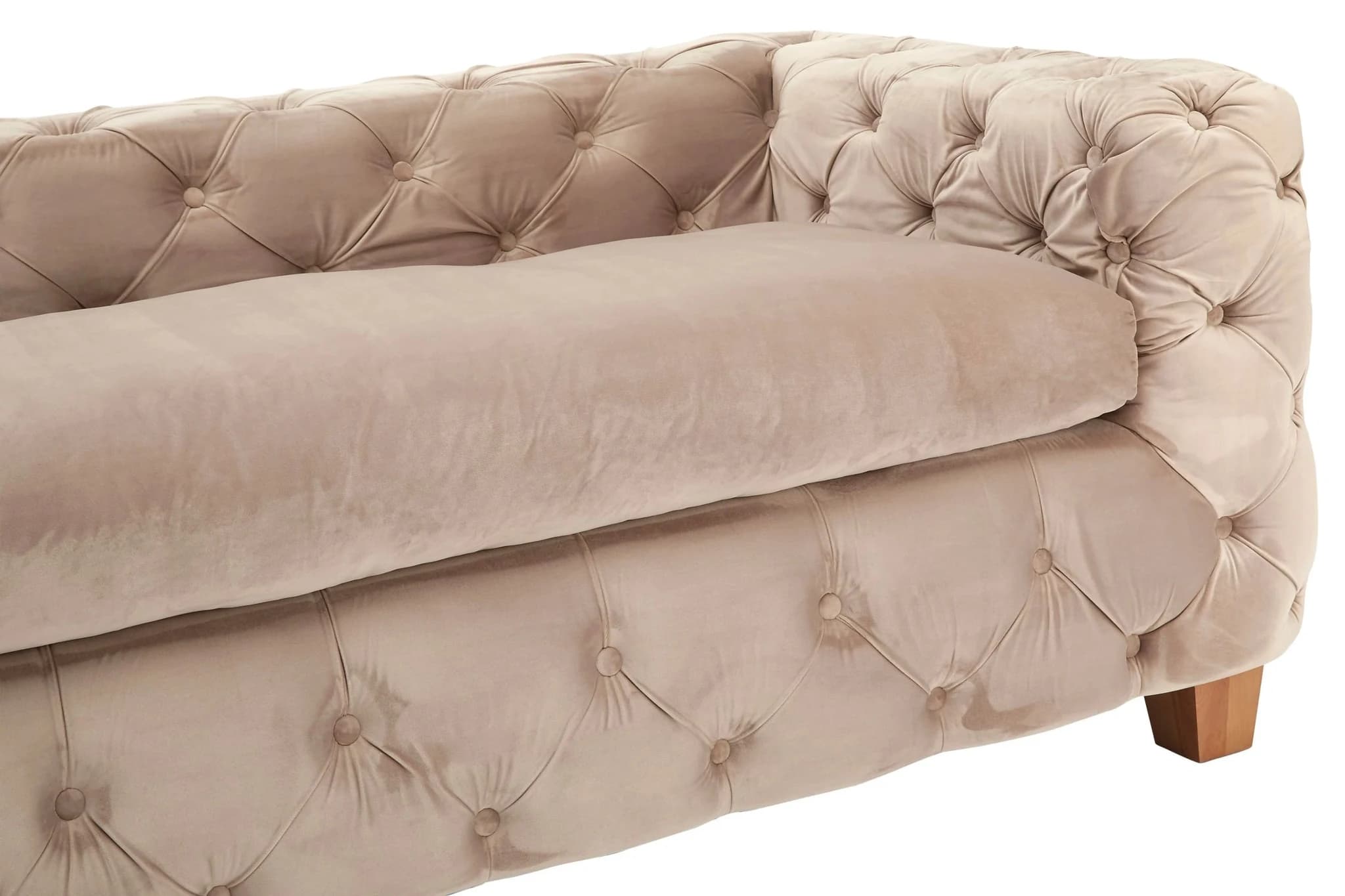 Ophelia 3 Seat Beige Velvet Sofa - Seating, photo 7 of 8