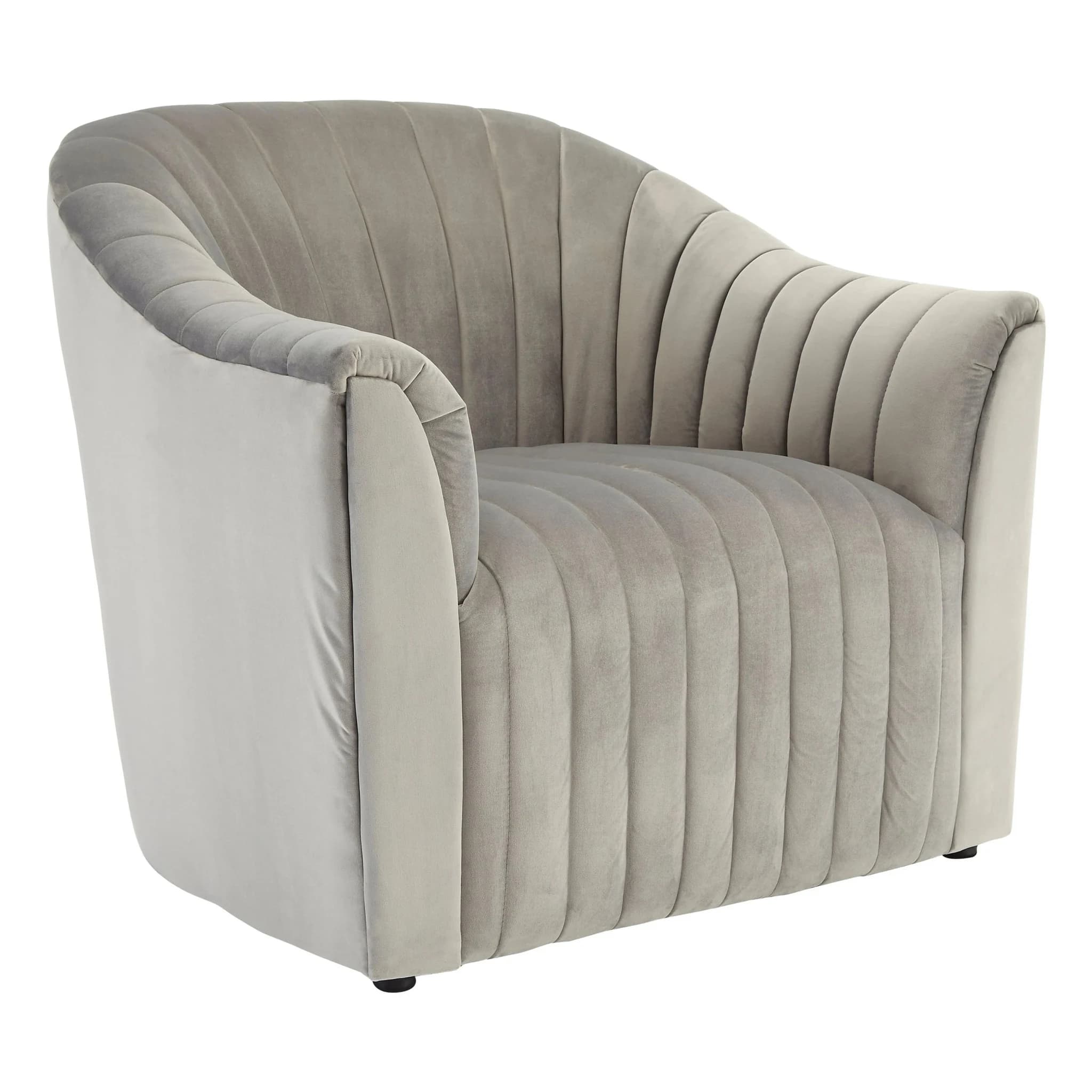 Opel Grey Velvet Armchair - Seating, photo 5 of 6