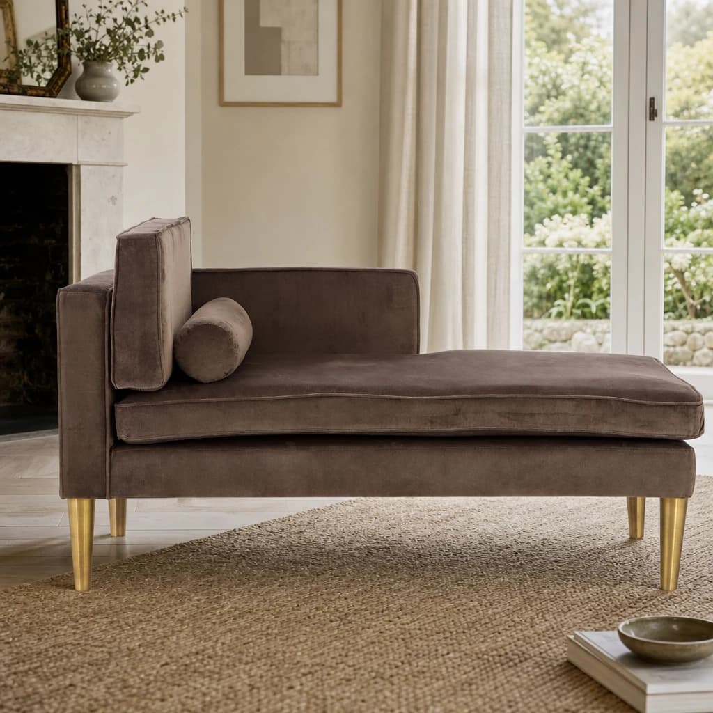Louxor Grey Velvet Left Hand Chaise Longue - Seating, photo 1 of 7