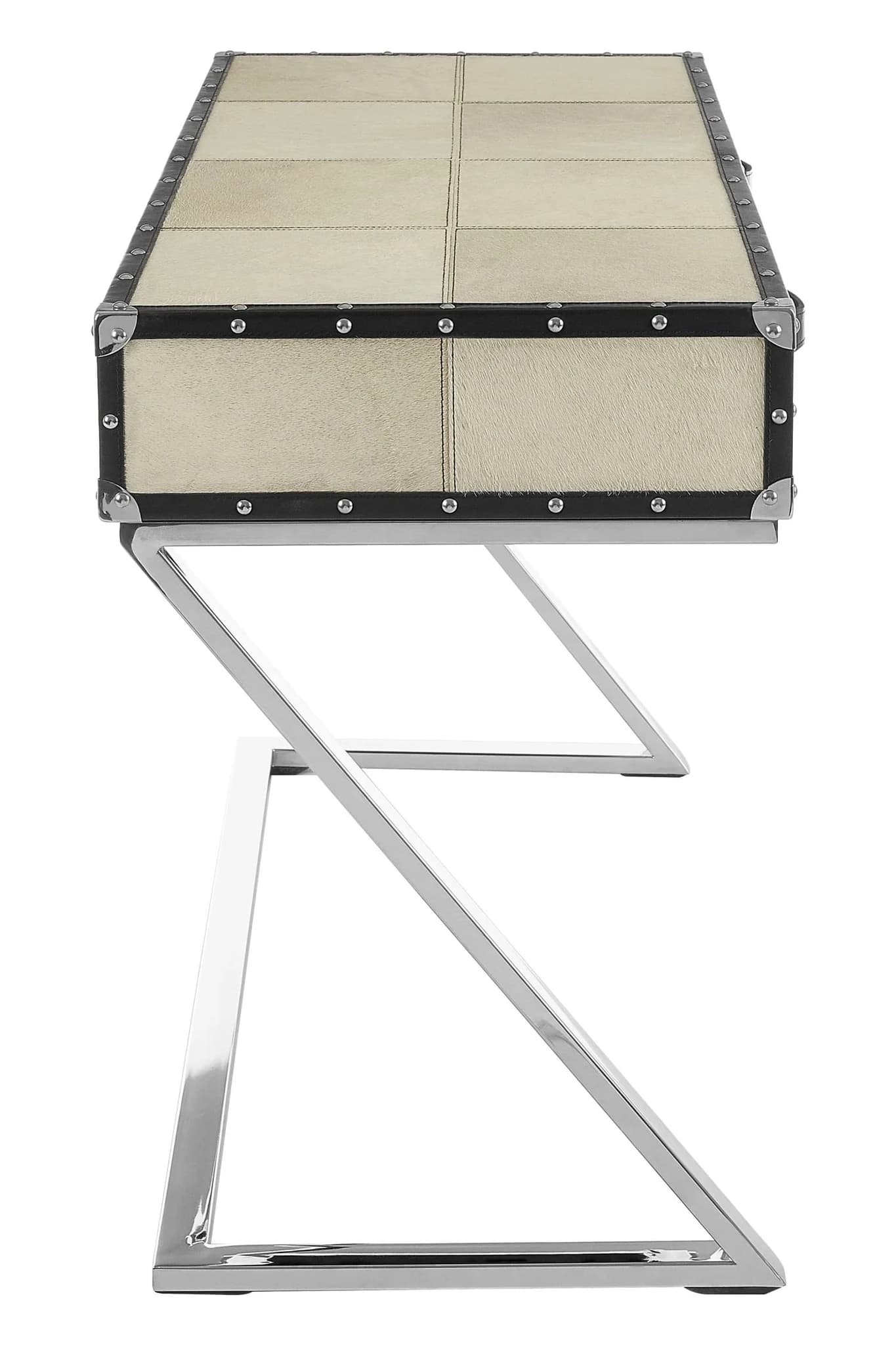 Kensington Townhouse Natural Hair on Leather Console Table with Drawers - Tables, photo 3 of 7
