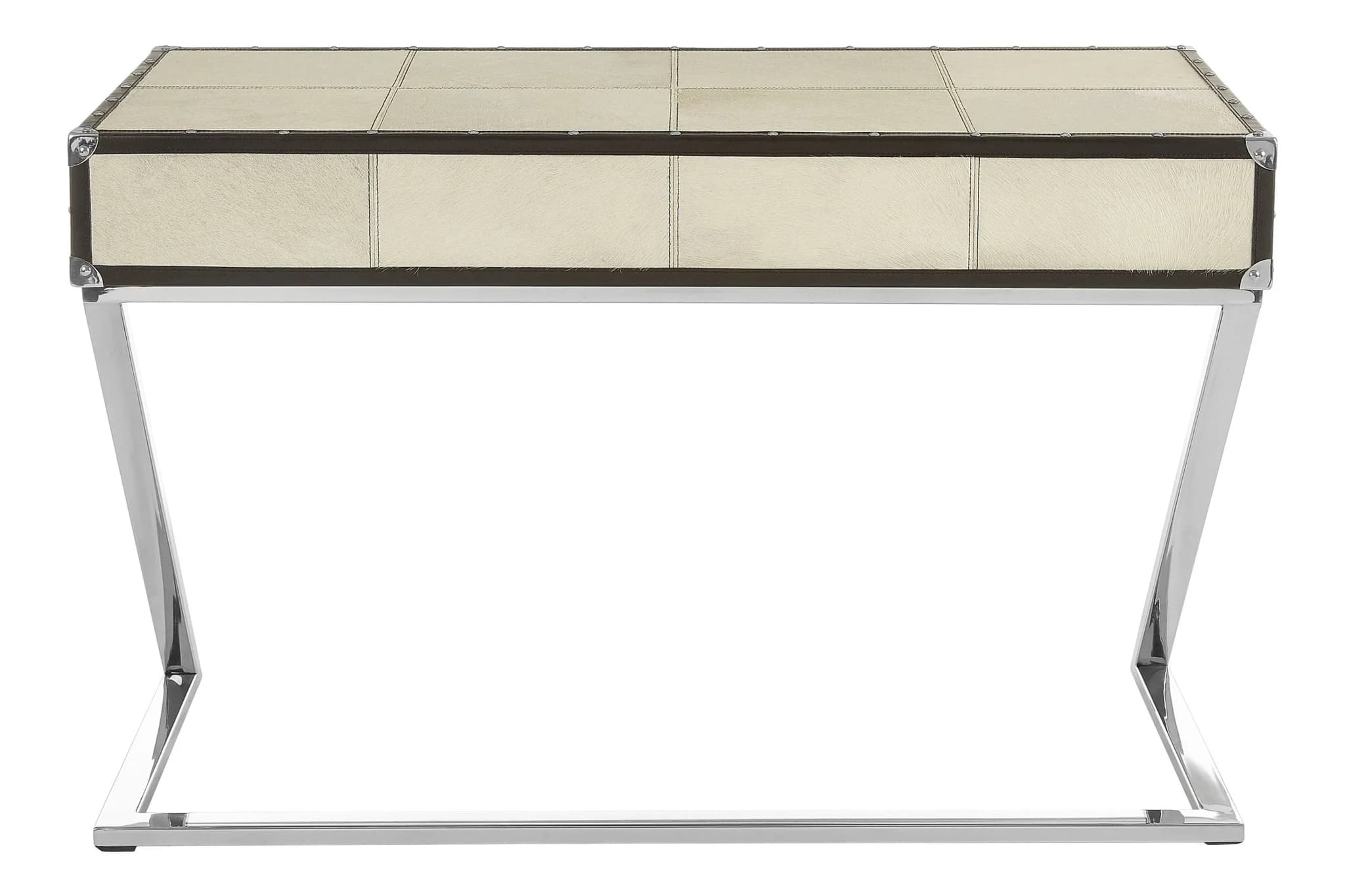Kensington Townhouse Natural Hair on Leather Console Table with Drawers - Tables, photo 2 of 7