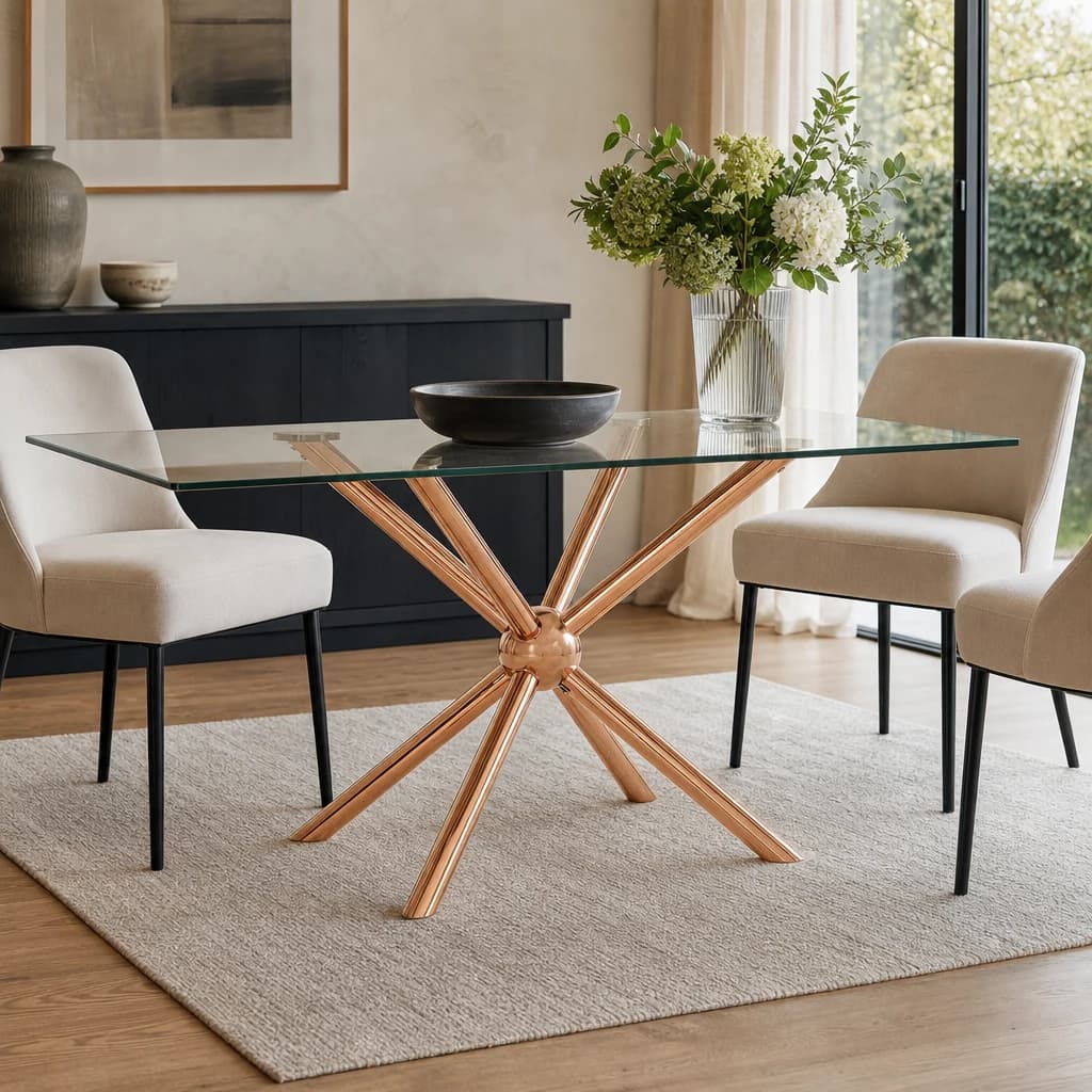 Novo Rectangular Rose Gold Dining Table - Tables, photo 1 of 5