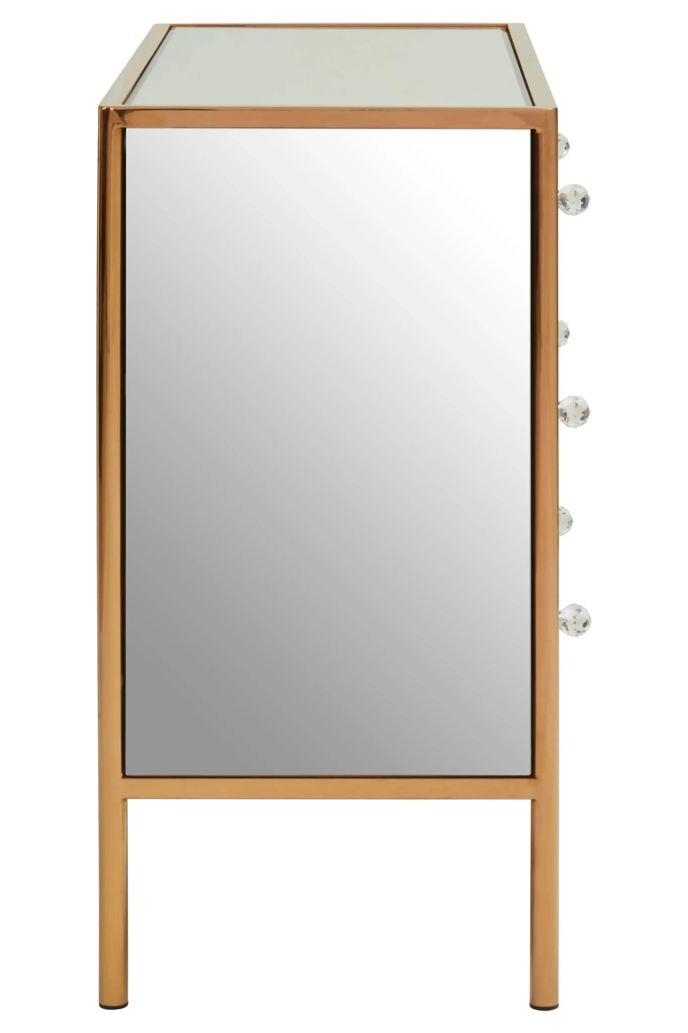 Goldie Mirrored and Rose Gold Finish Chest of 3 Drawers - Furniture, photo 2 of 8