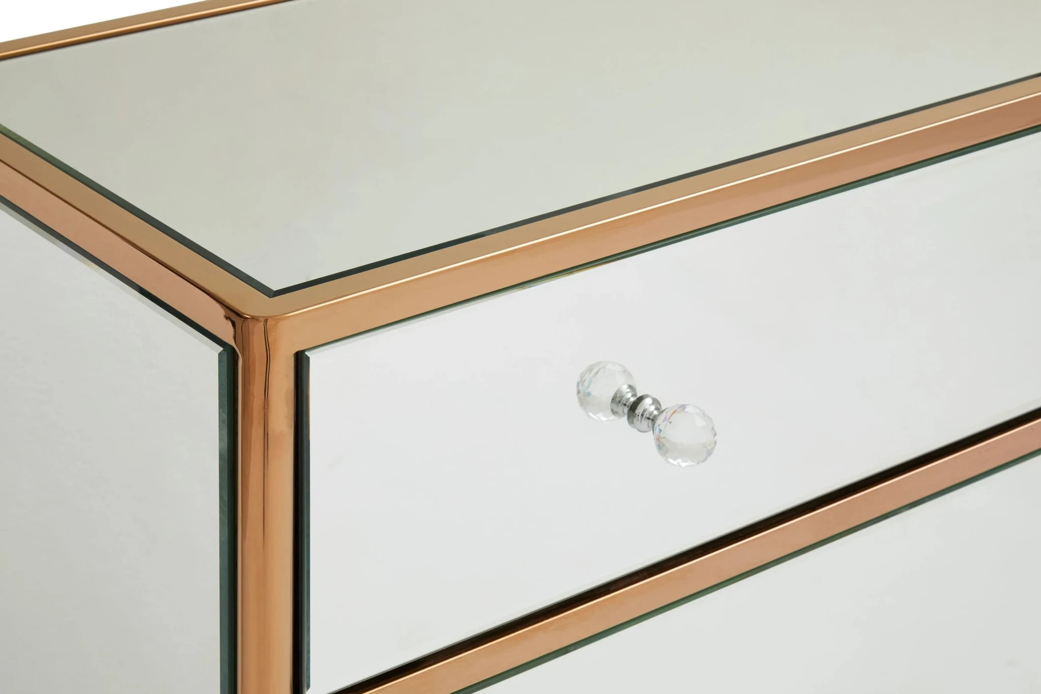 Goldie Mirrored and Rose Gold Finish Chest of 3 Drawers - Furniture, photo 8 of 8