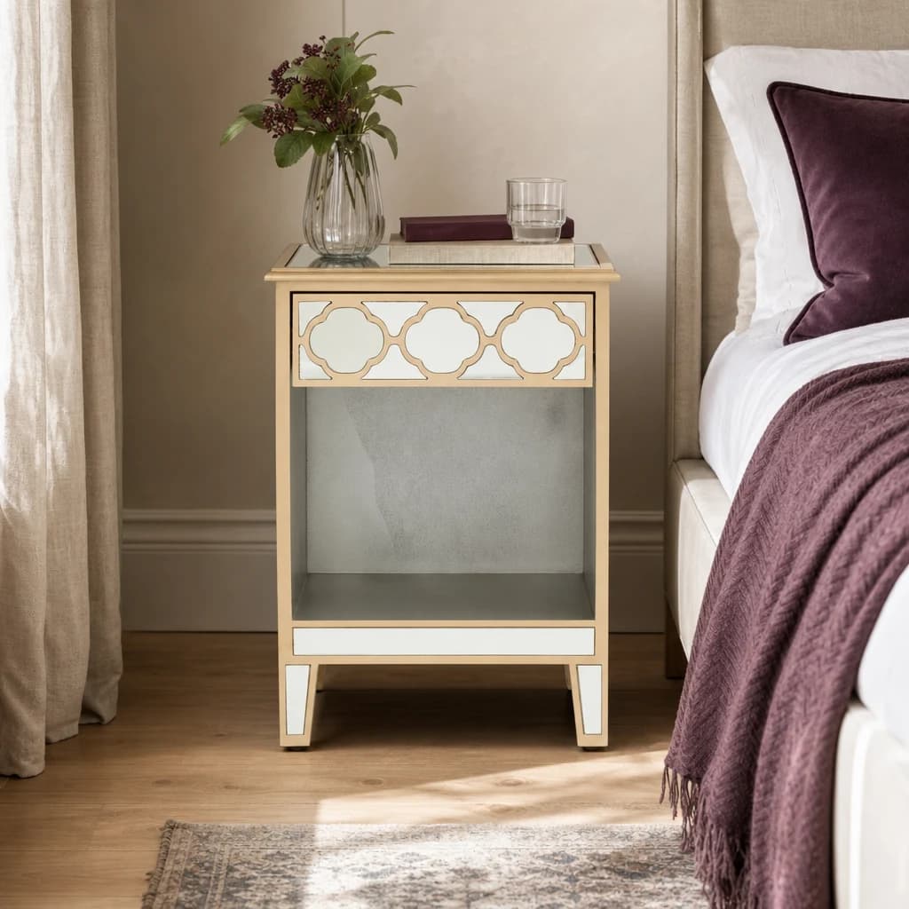 Grazia Mirrored Side Table with Drawer - Tables, photo 1 of 7
