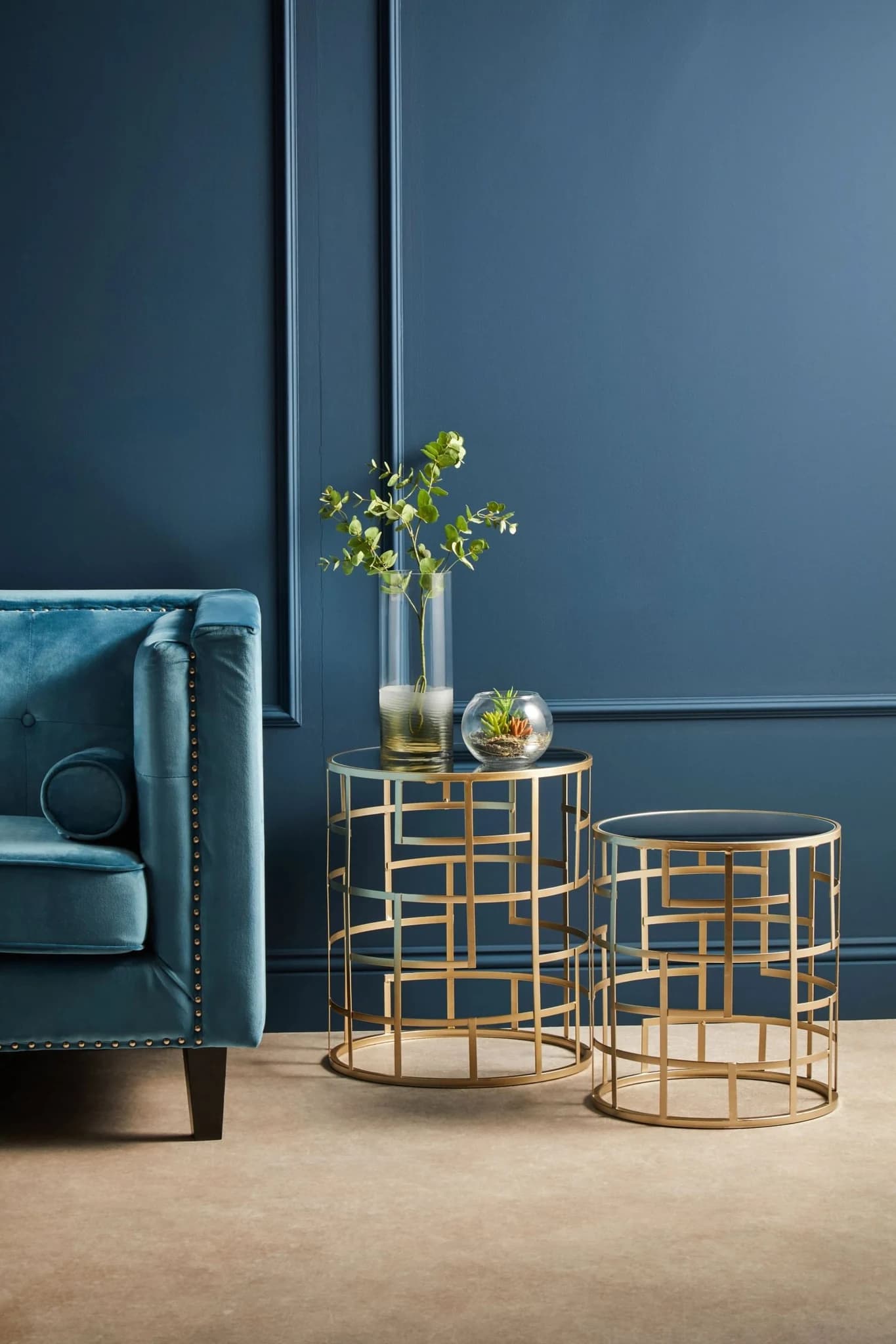 Avantis Set Of 2 Champagne Finish Side Tables - Tables, photo 4 of 7