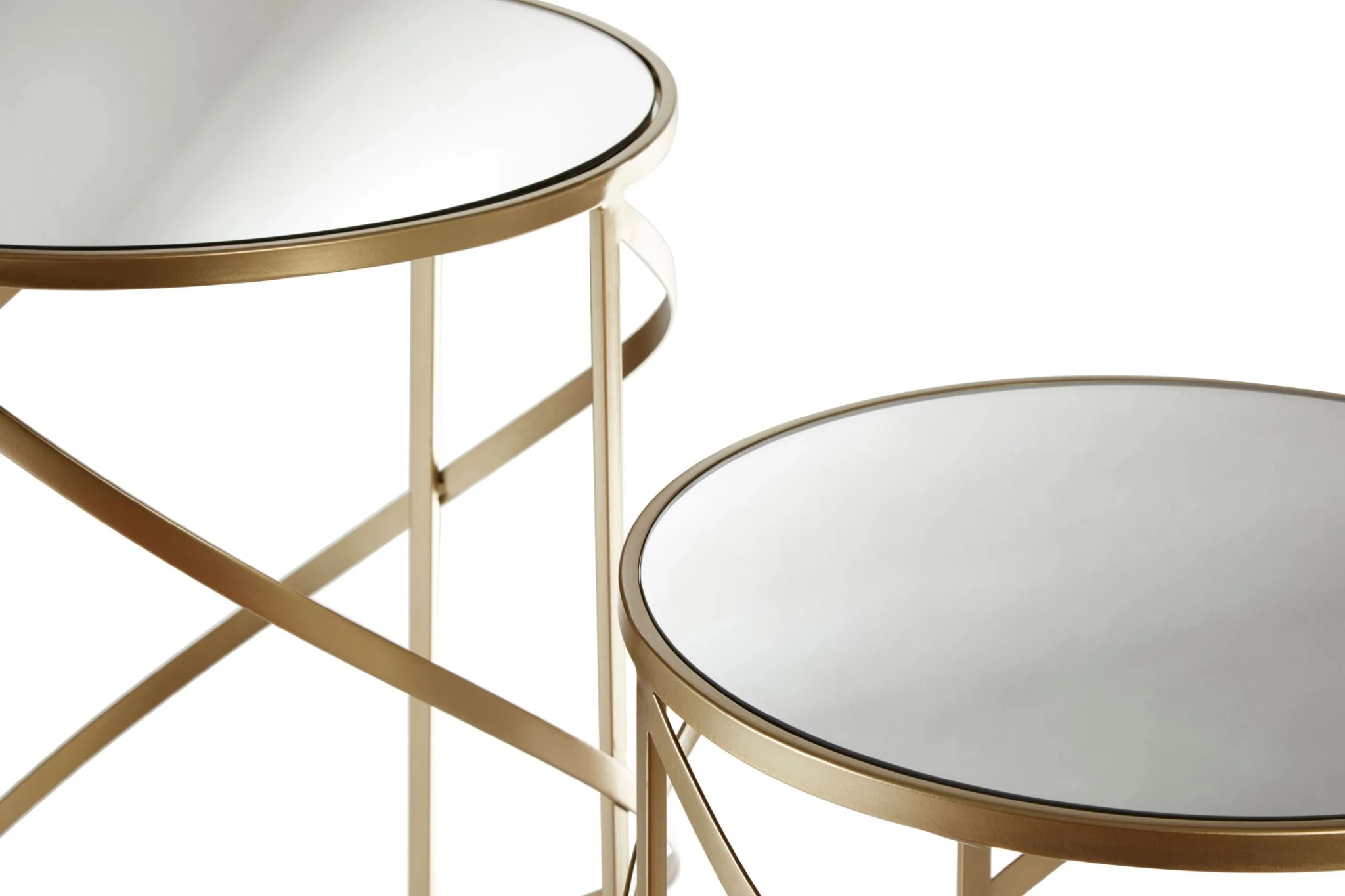 Avantis Champagne Finish Set Of 2 Swirl Frame Side Tables - Tables, photo 6 of 7