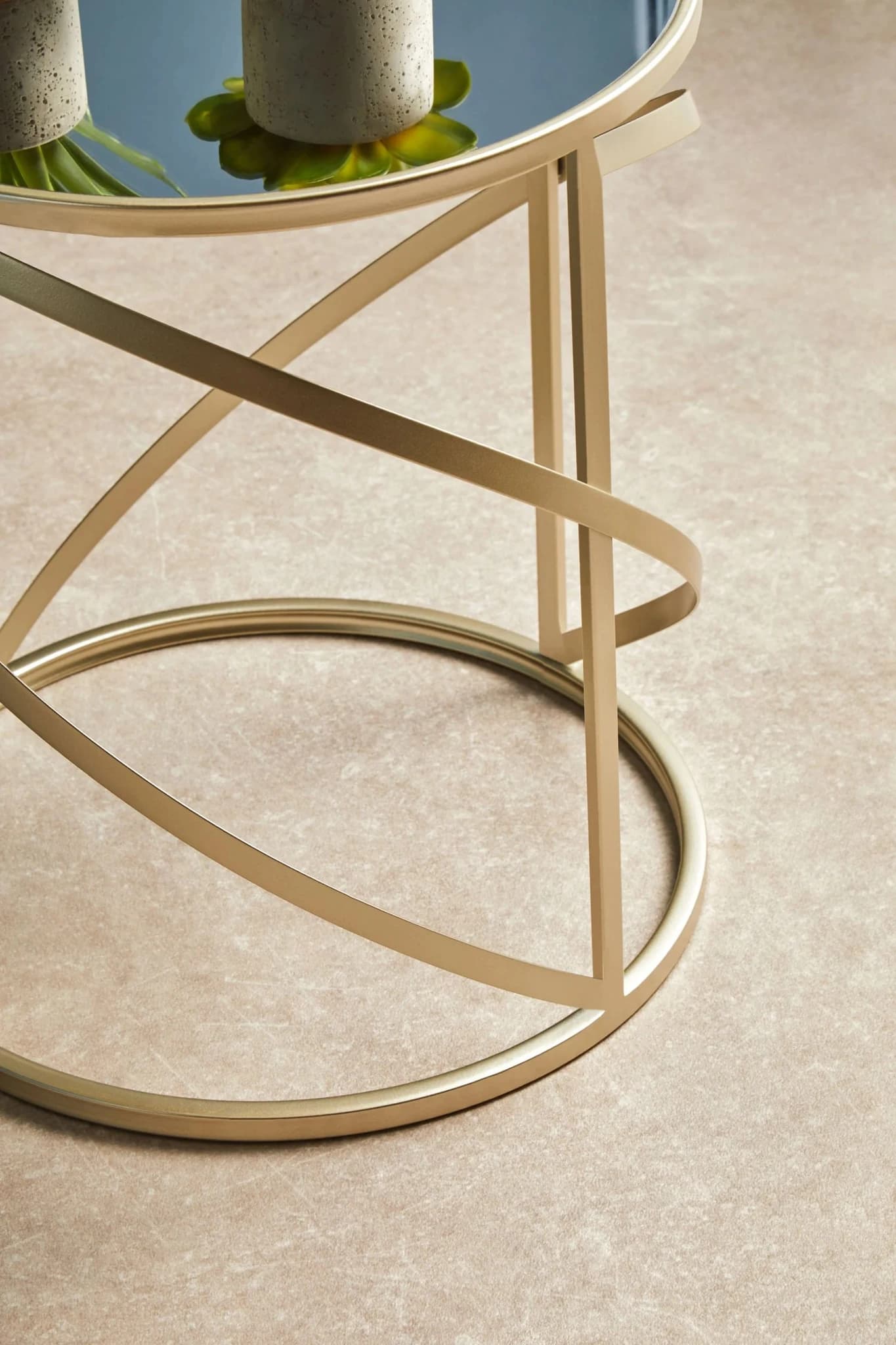 Avantis Champagne Finish Set Of 2 Swirl Frame Side Tables - Tables, photo 2 of 7