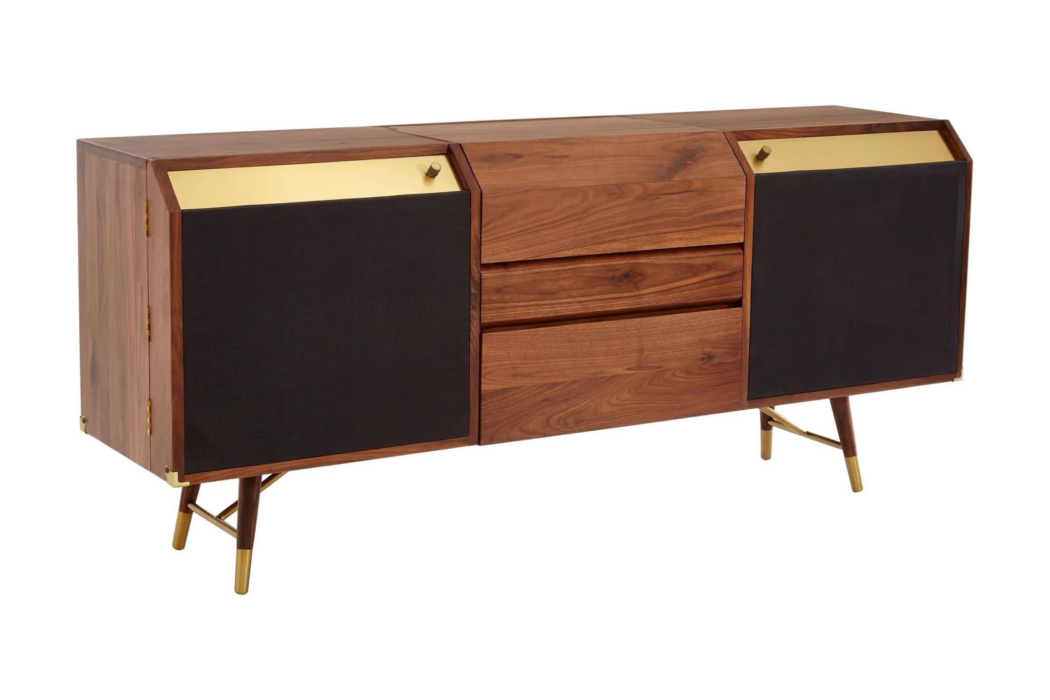 Kenso Walnut Wood 2 Door and Drawers Sideboard - Bookcases & shelving, photo 4 of 8