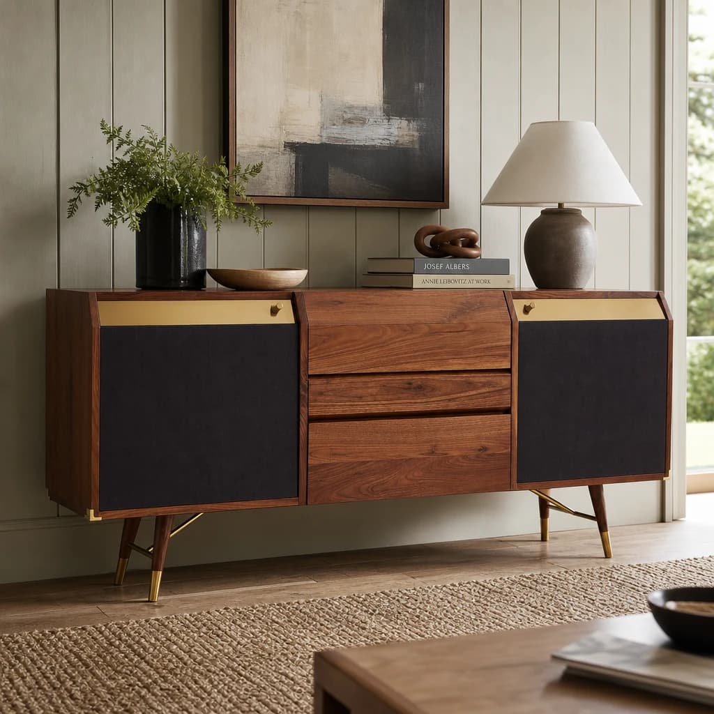 Kenso Walnut Wood 2 Door and Drawers Sideboard - Bookcases & shelving, photo 1 of 8