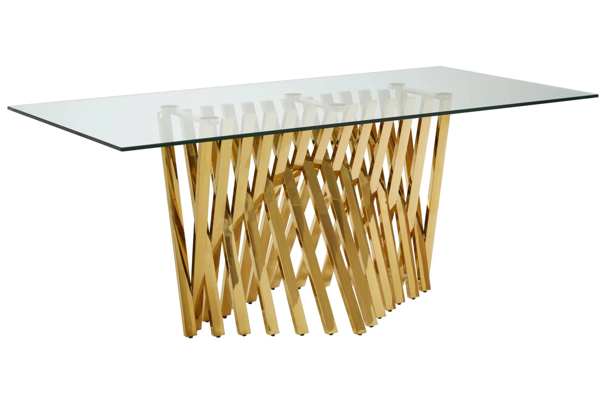 Arezzo Glass Top Dining Table With Gold Polished Frame - Tables, photo 5 of 8
