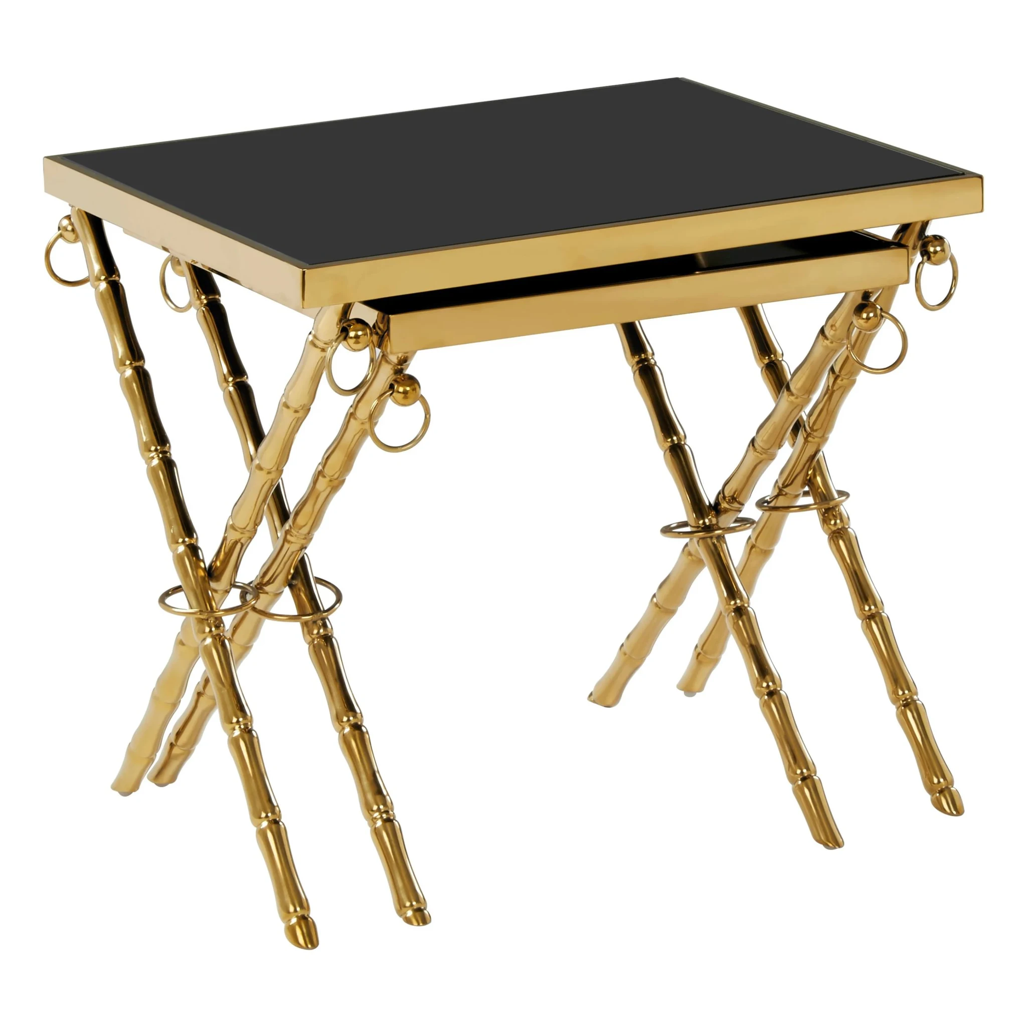 Arezzo Gold and Black Set Of 2 Nesting Tables - Tables, photo 5 of 7