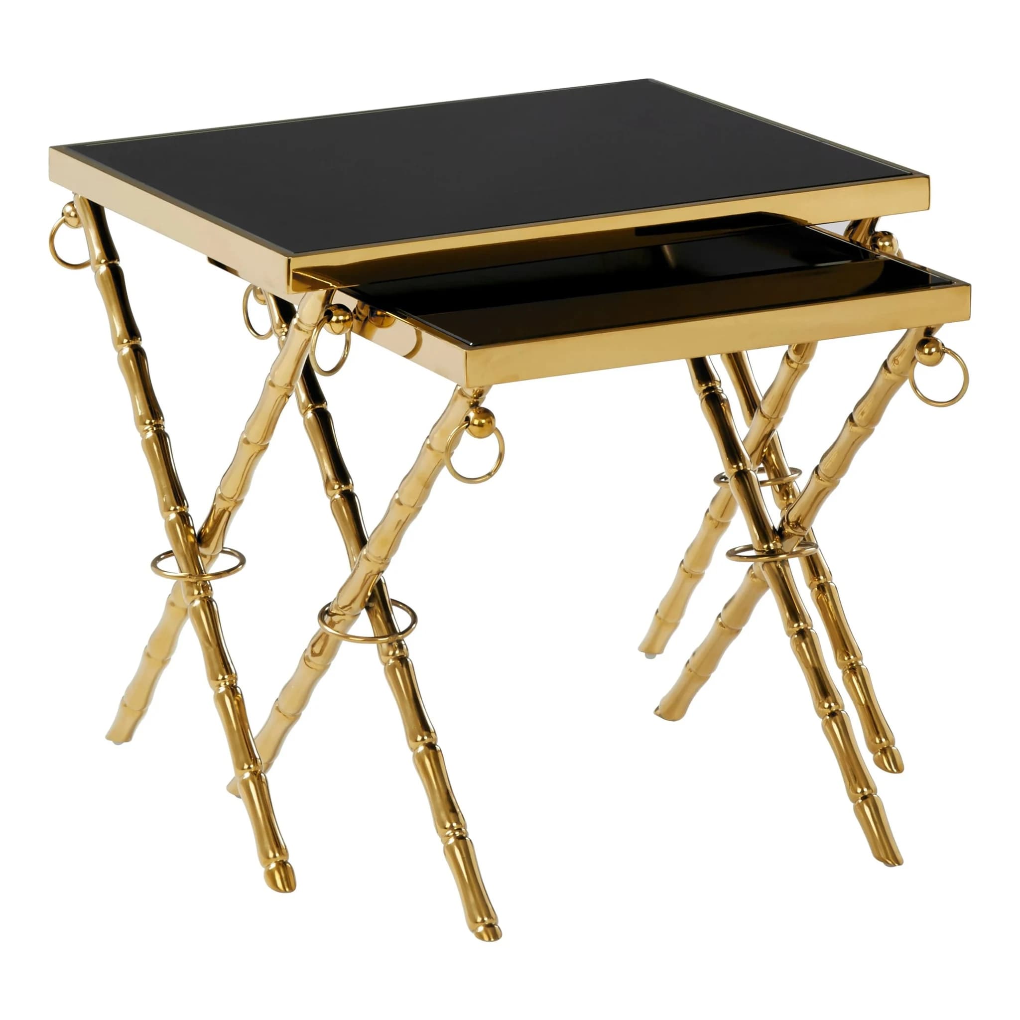Arezzo Gold and Black Set Of 2 Nesting Tables - Tables, photo 4 of 7