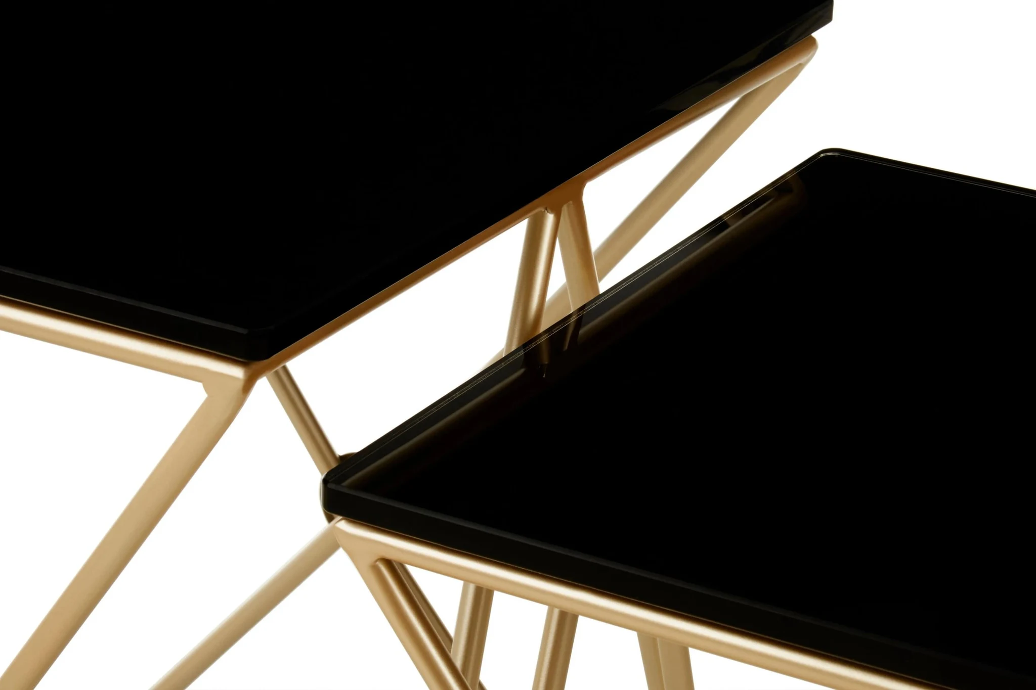 Monroe Black Glass and Gold Finish Set of 2 Side Tables - Tables, photo 4 of 4