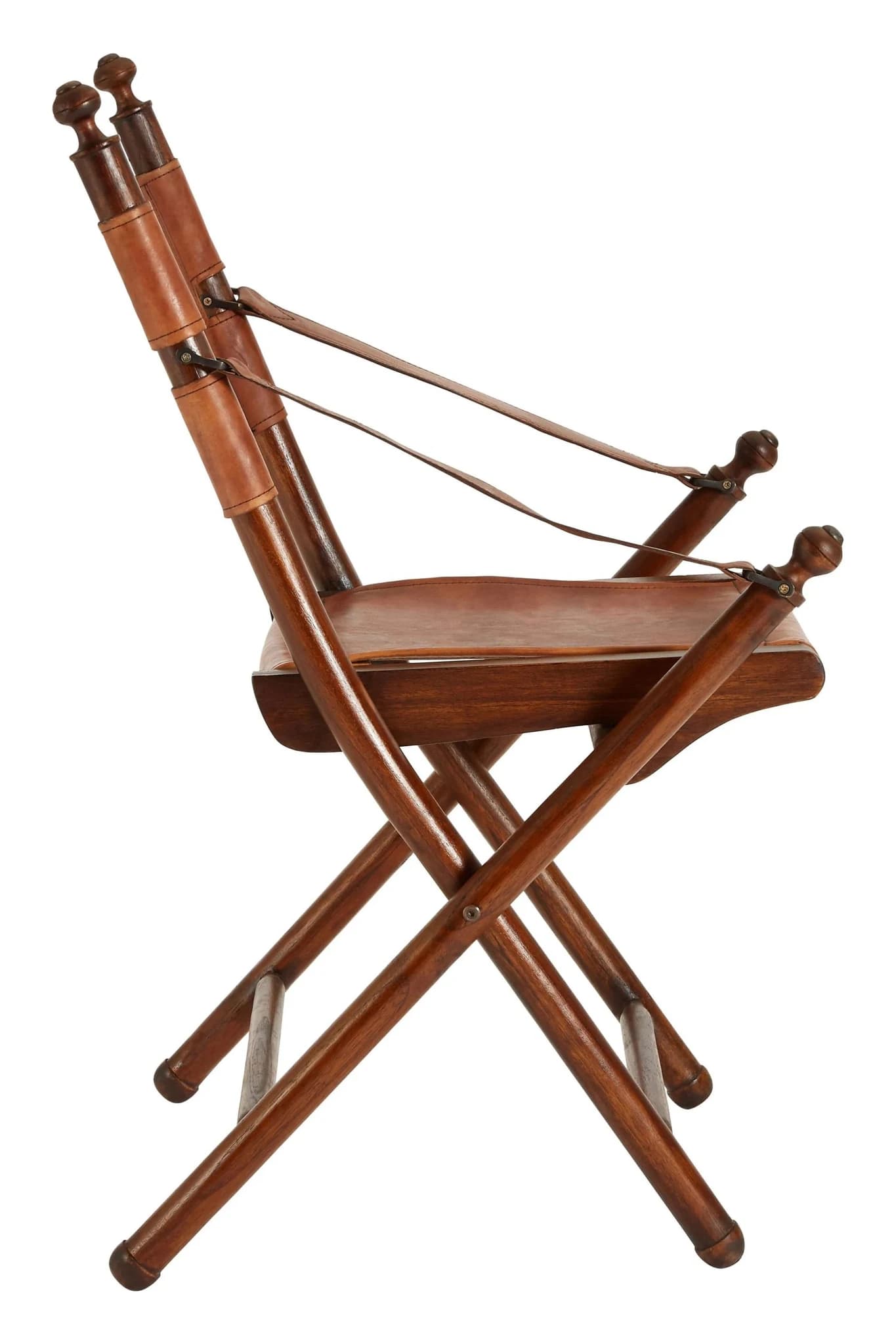 Inca Brown Leather Folding Chair - Seating, photo 3 of 6