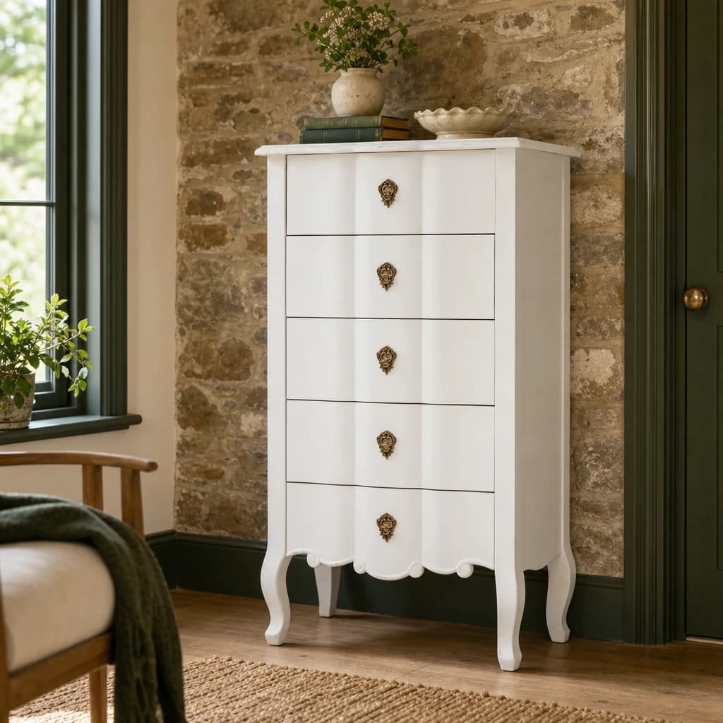 Loire White Chest of 5 Drawers - Furniture, photo 1 of 8