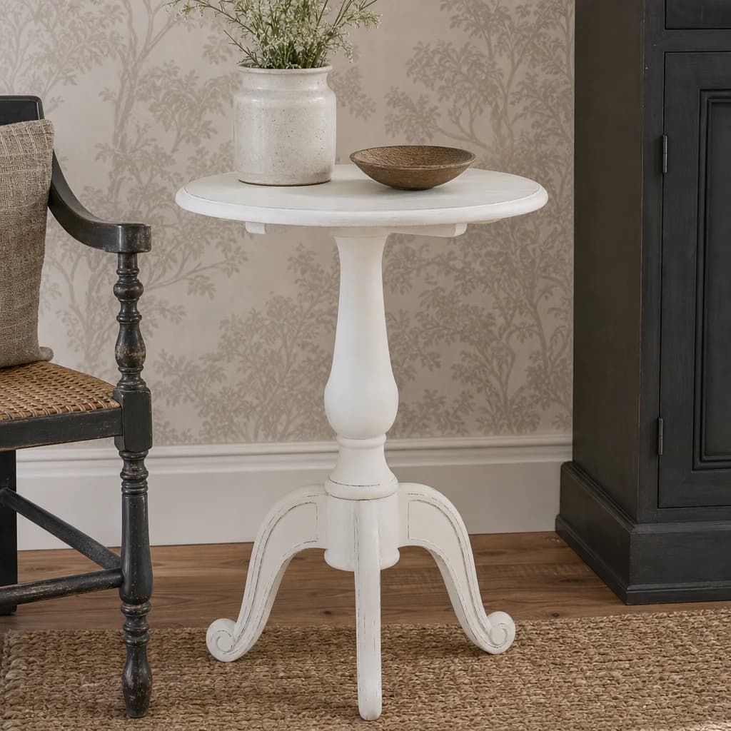 Loire Round White Pedestal Table - Tables, photo 1 of 5