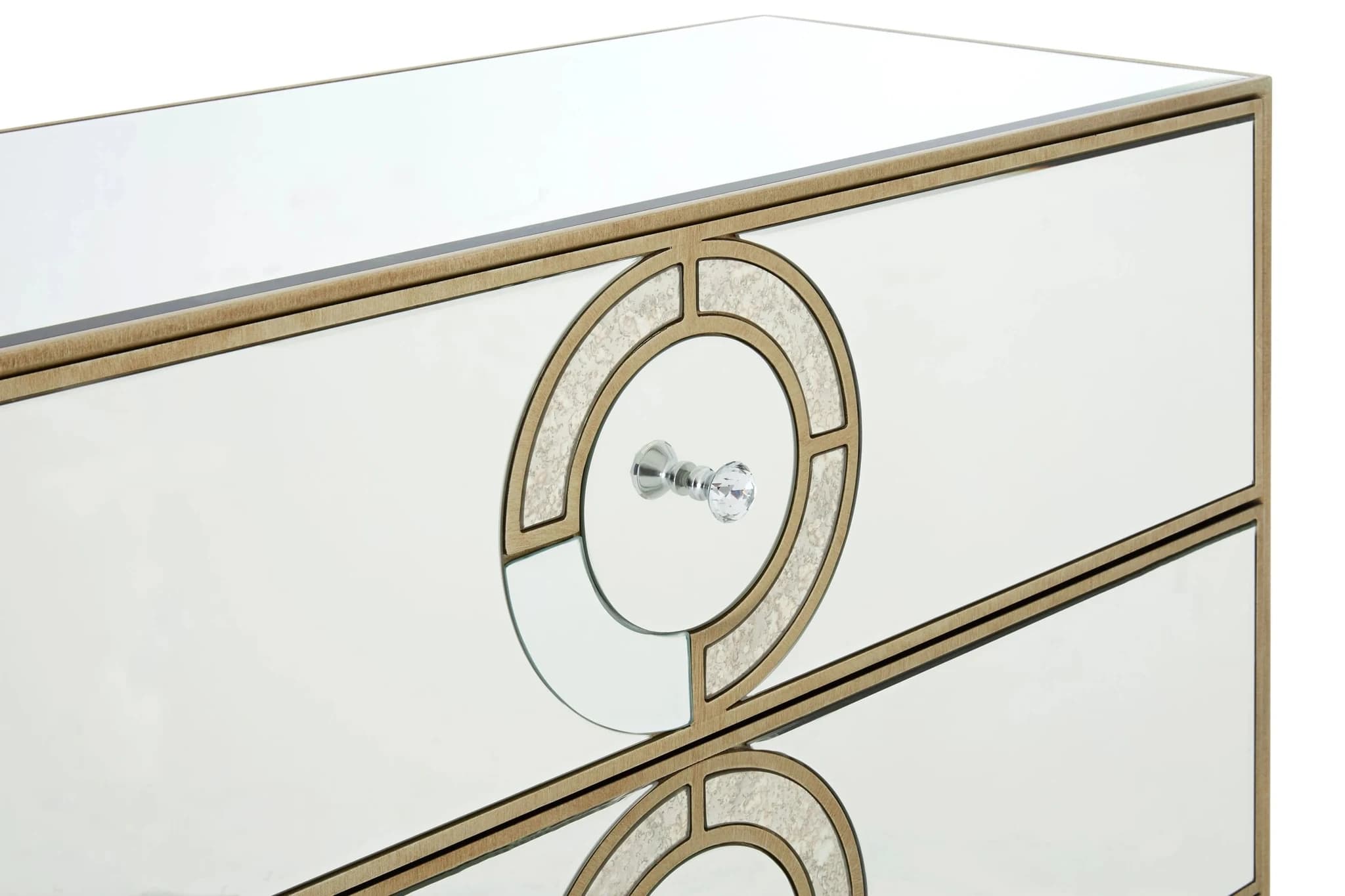 Knightsbridge Champagne Gold and Mirrored Chest of 3 Drawers - Furniture, photo 6 of 7