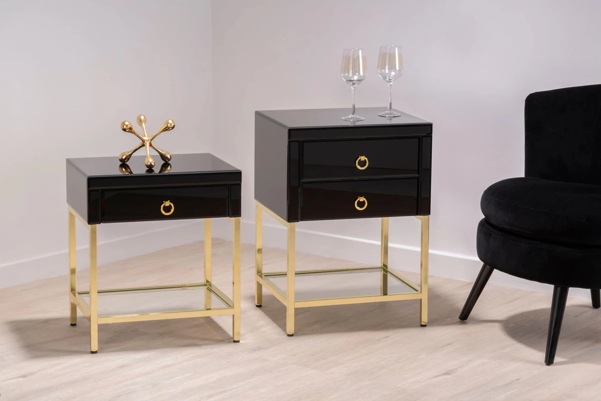 Kensington Townhouse Black 2 Drawer Side Table - Tables, photo 5 of 8