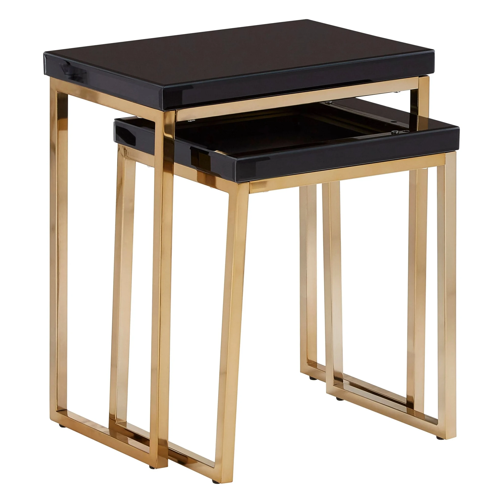 Kensington Townhouse Black Mirror and Gold Set Of 2 Nesting Tables - Tables, photo 8 of 8
