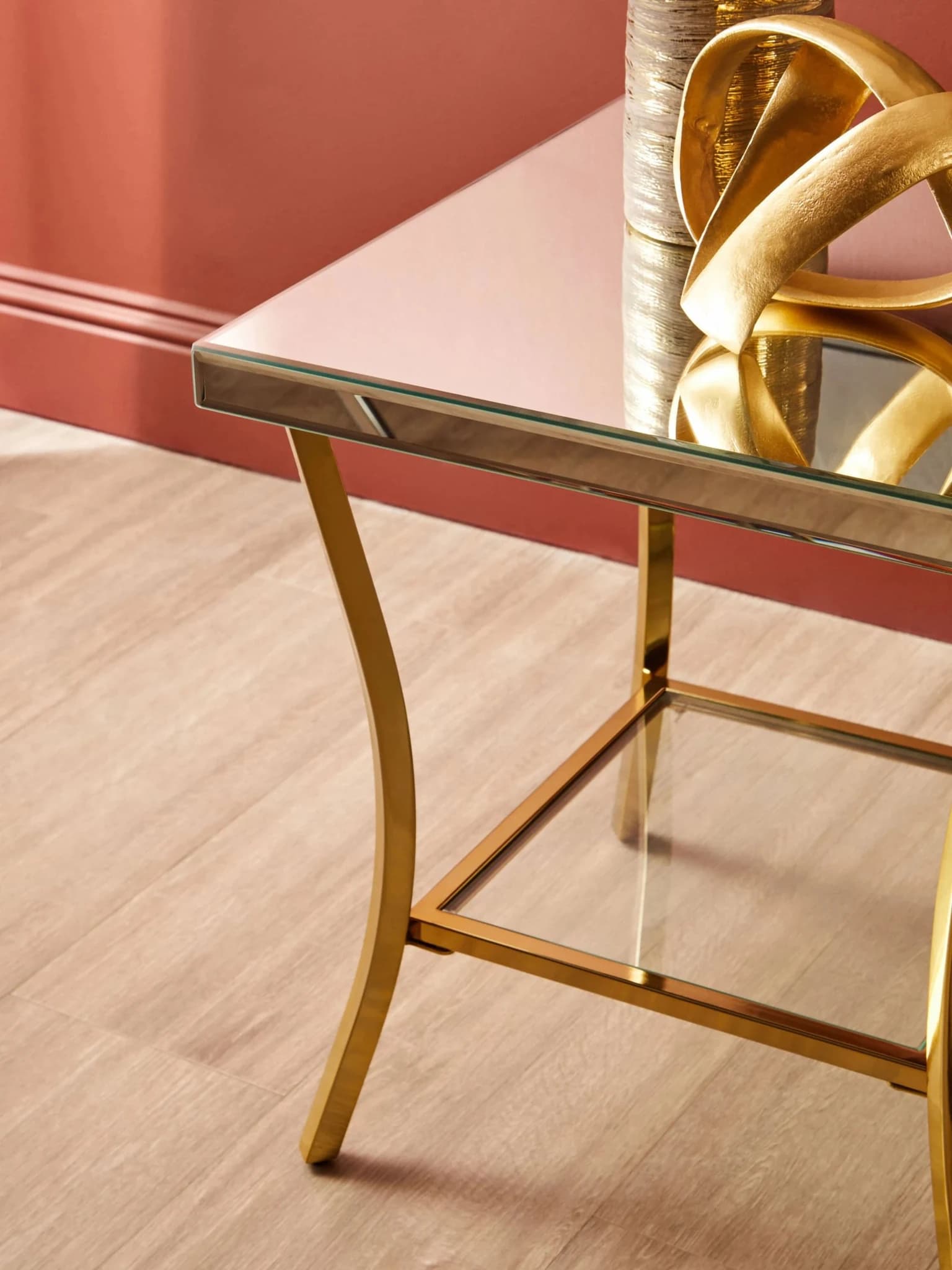 Kensington Townhouse Mirror Side Table with Gold Legs - Tables, photo 3 of 7