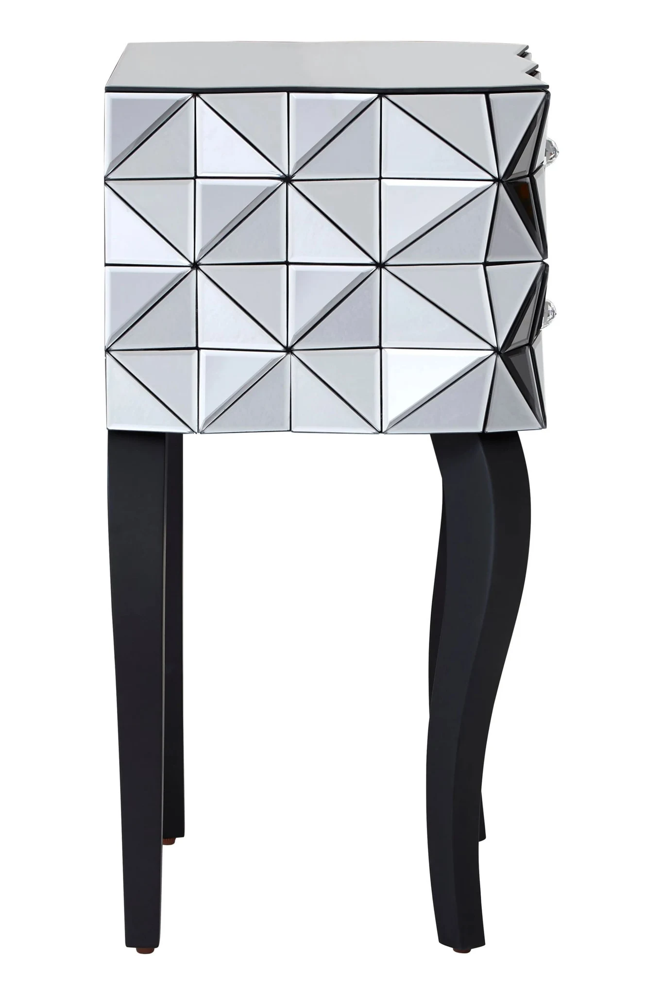Soho Soho Smoked Faceted Mirror 2 Drawer Bedside Table - Tables, photo 3 of 7