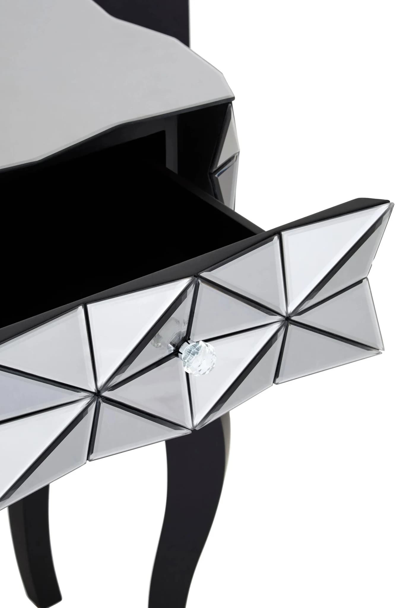 Soho Soho Smoked Faceted Mirror 2 Drawer Bedside Table - Tables, photo 5 of 7