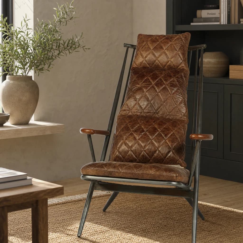 Hoxton Brown Leather High Back Chair - Seating, photo 1 of 8