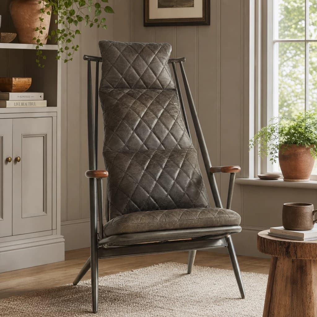 Hoxton Grey Leather High Back Chair - Seating, photo 1 of 7