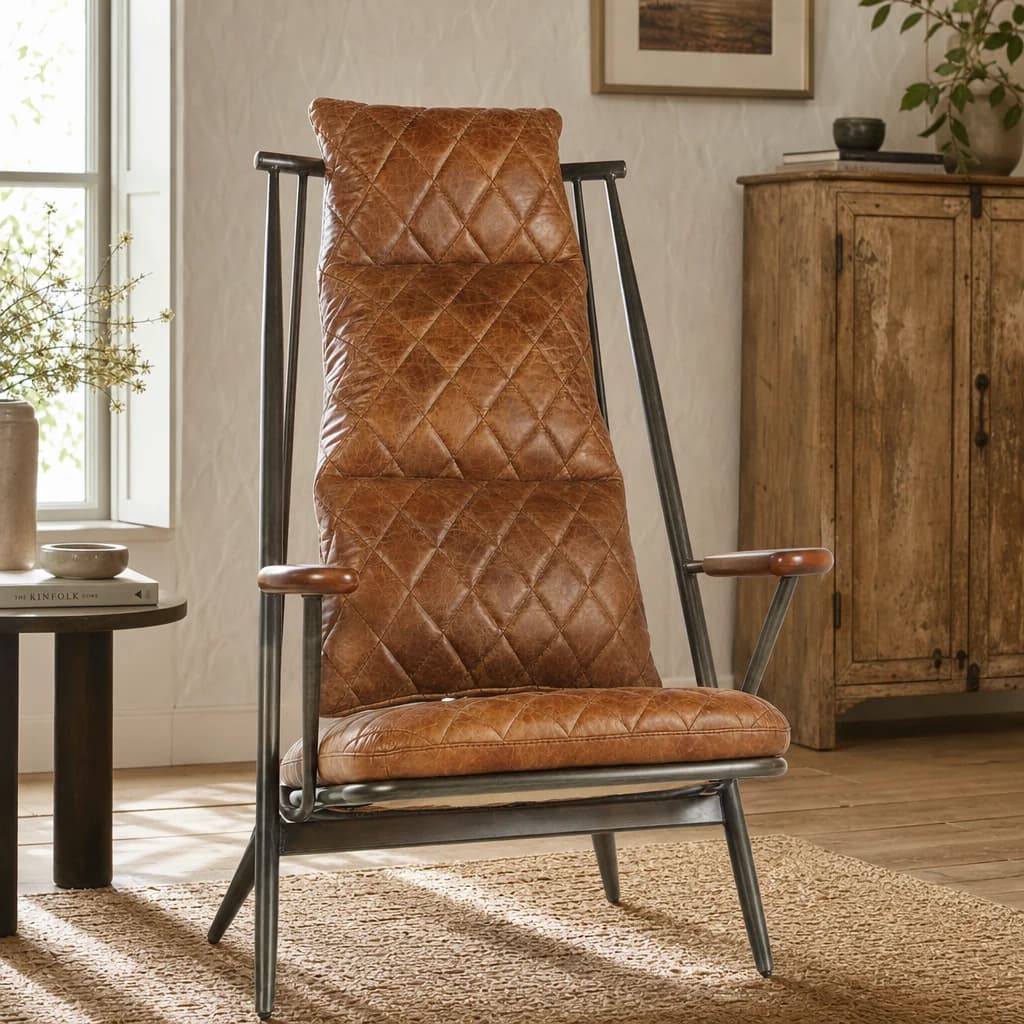 Hoxton Light Brown Leather High Back Chair - Seating, photo 1 of 7