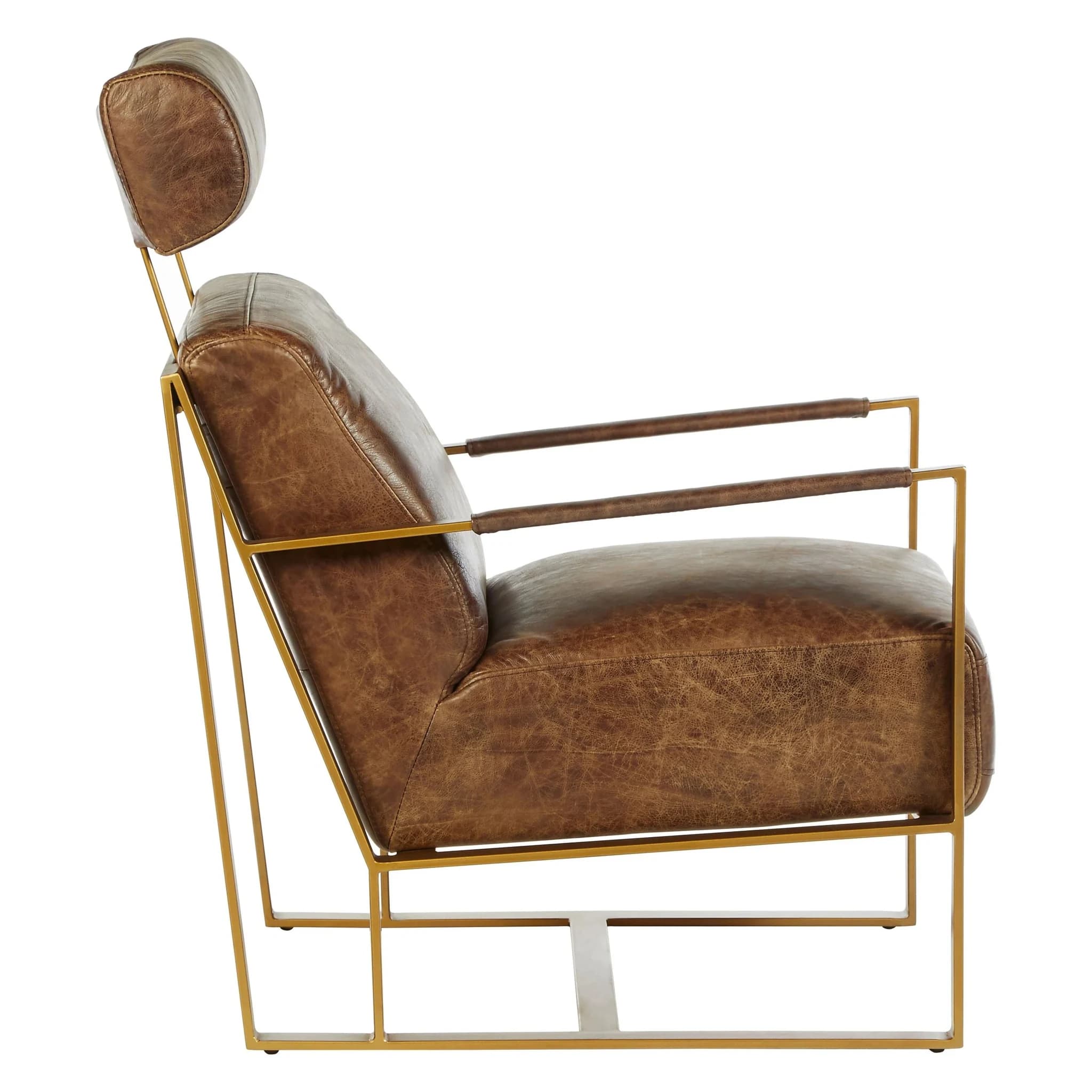Hoxton Brown Leather Lounge Chair with Headrest - Seating, photo 6 of 8