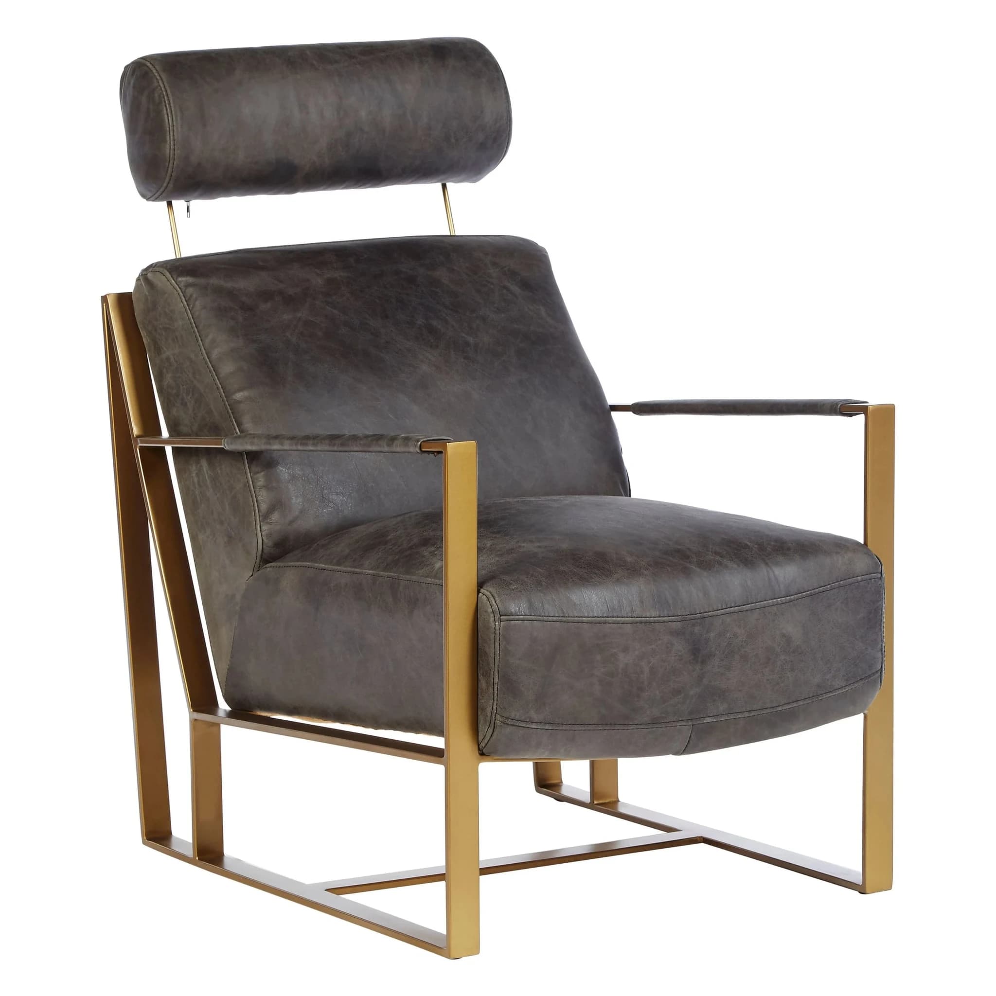 Hoxton Grey Leather Lounge Chair with Headrest - Seating, photo 4 of 8