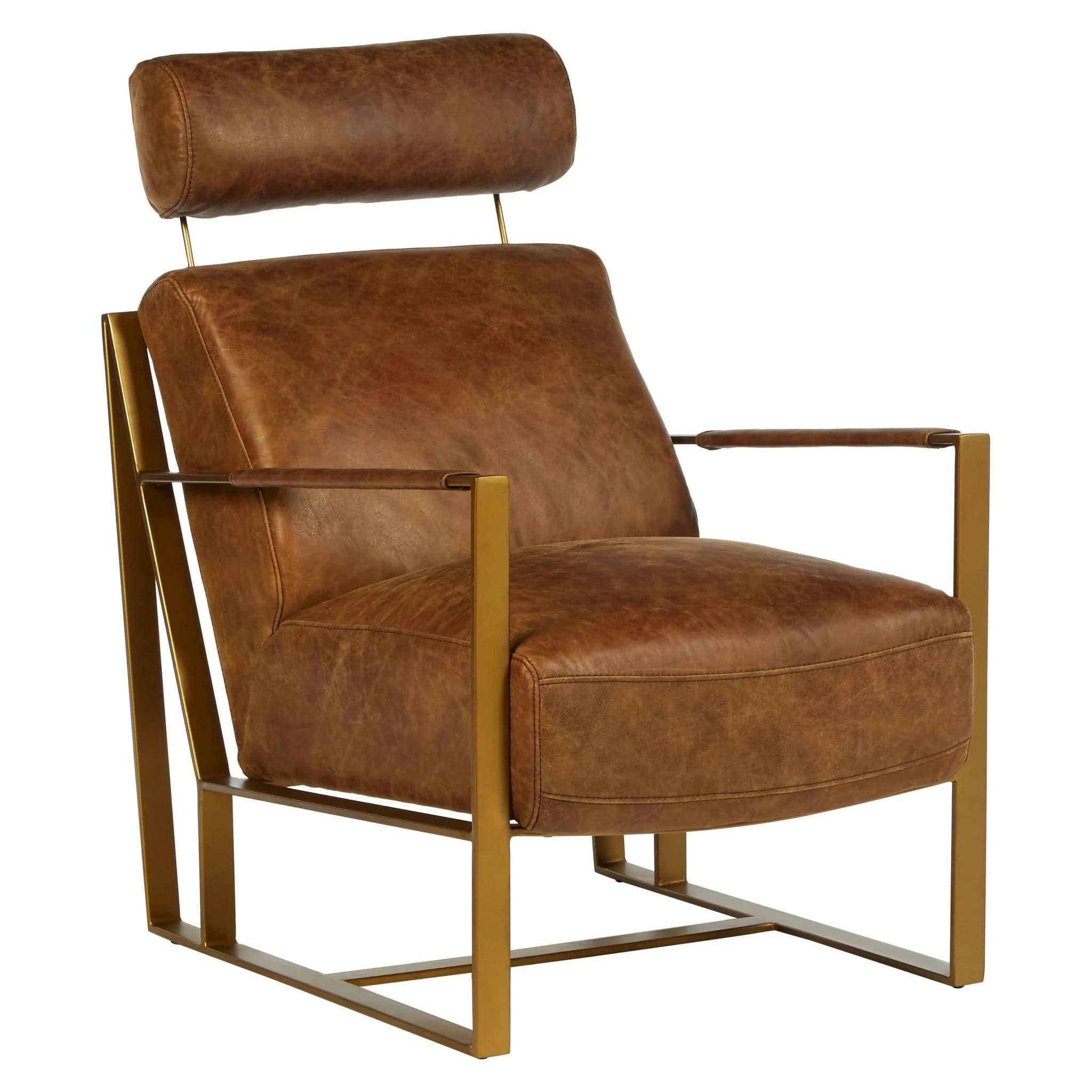 Hoxton Light Brown Leather Lounge Chair With Headrest - Seating, photo 4 of 8