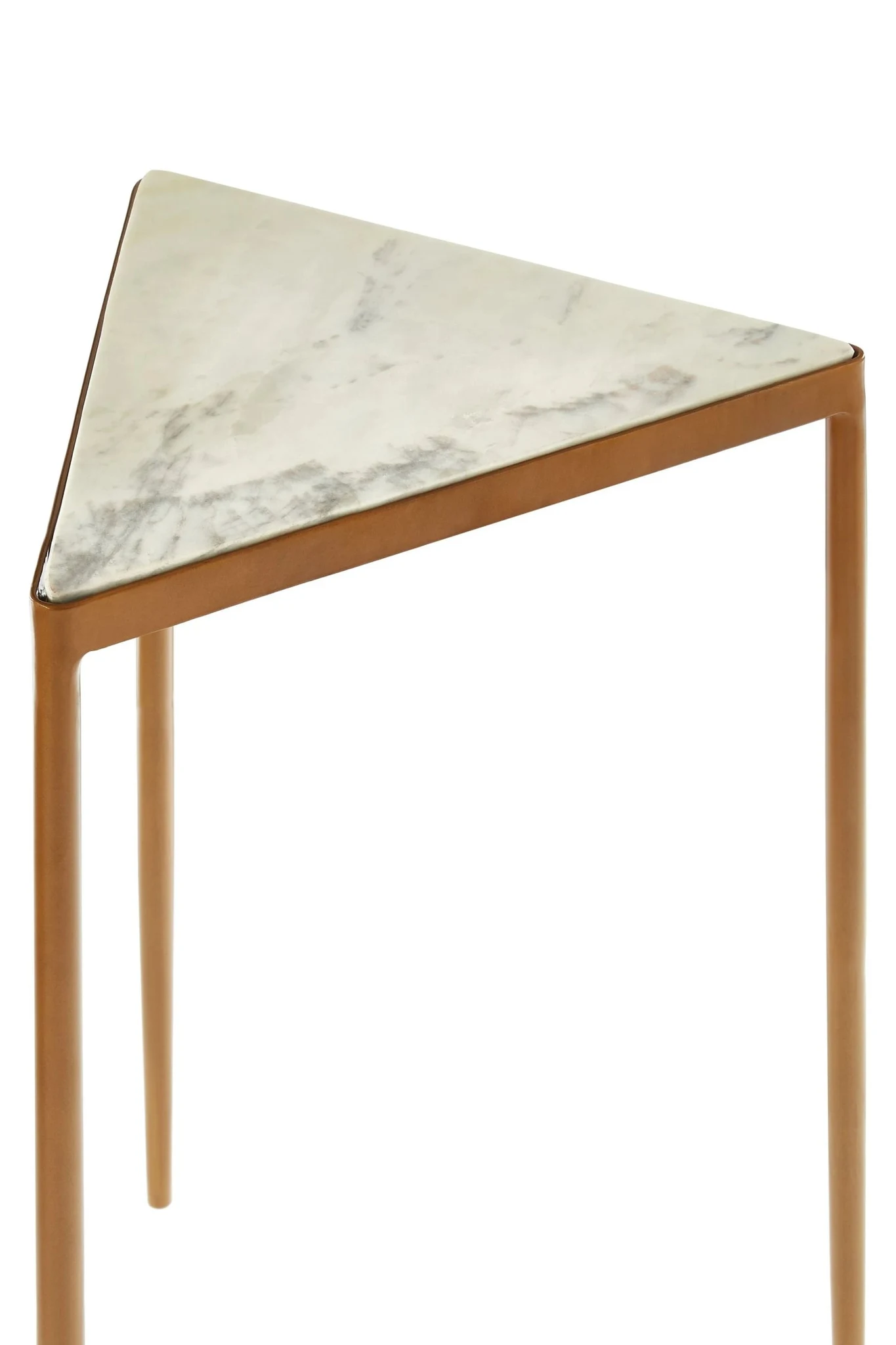Shalimar White Marble and Gold Finish Set of 3 Triangle Nesting Tables - Tables, photo 7 of 8