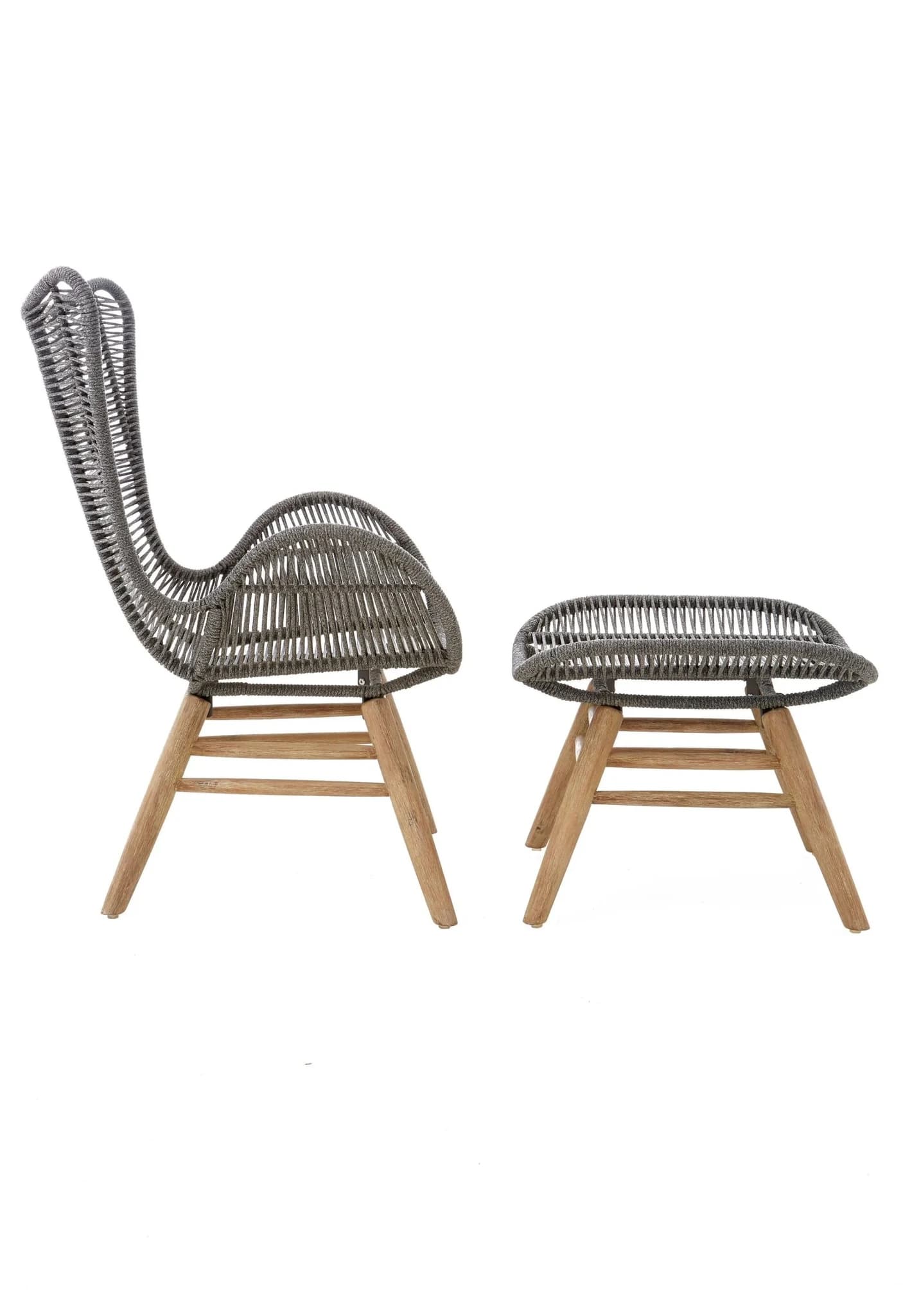 Sisal Grey Rope Lounge Chair And Footstool - Seating, photo 7 of 8