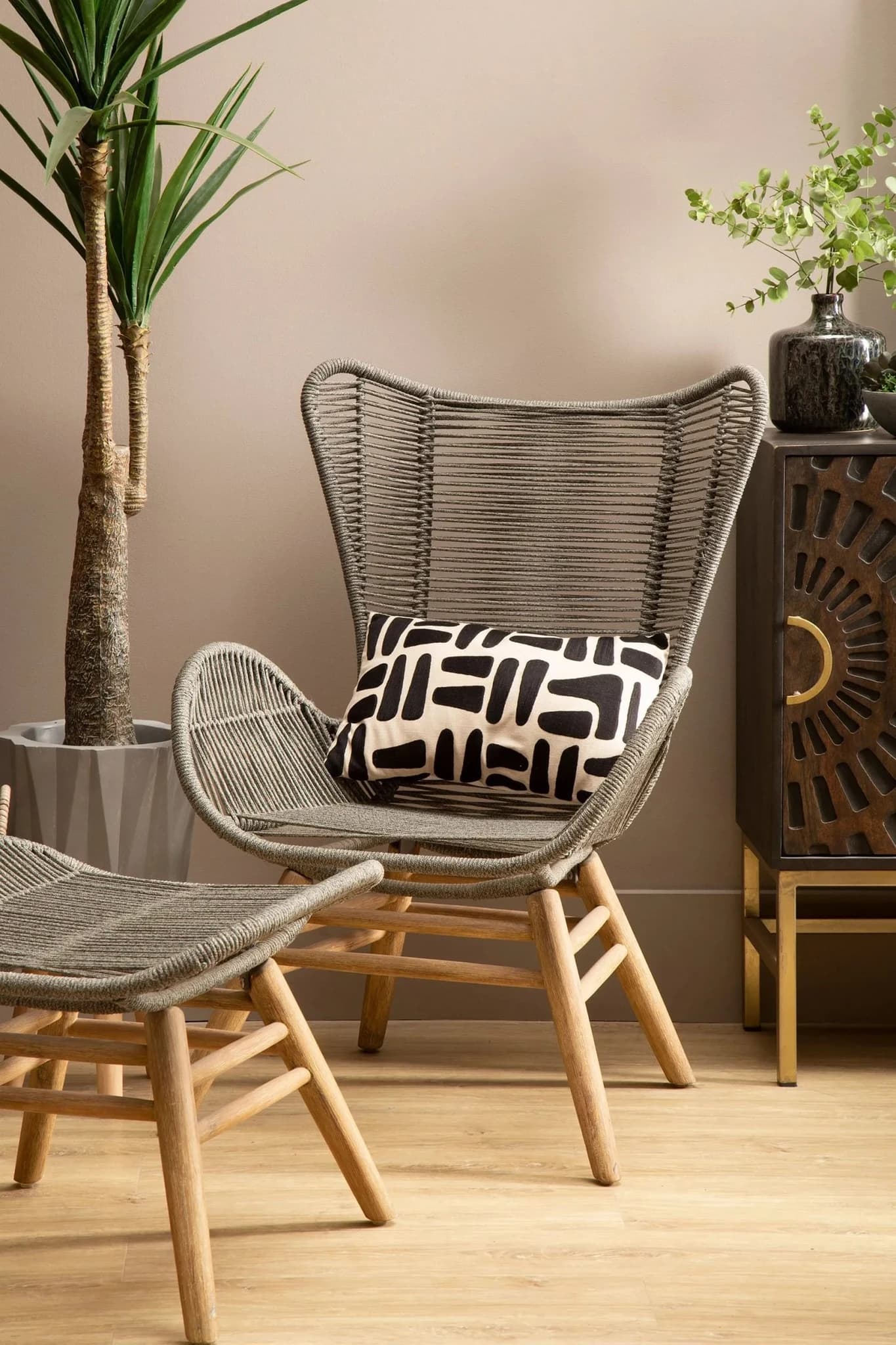 Sisal Grey Rope Lounge Chair And Footstool - Seating, photo 2 of 8