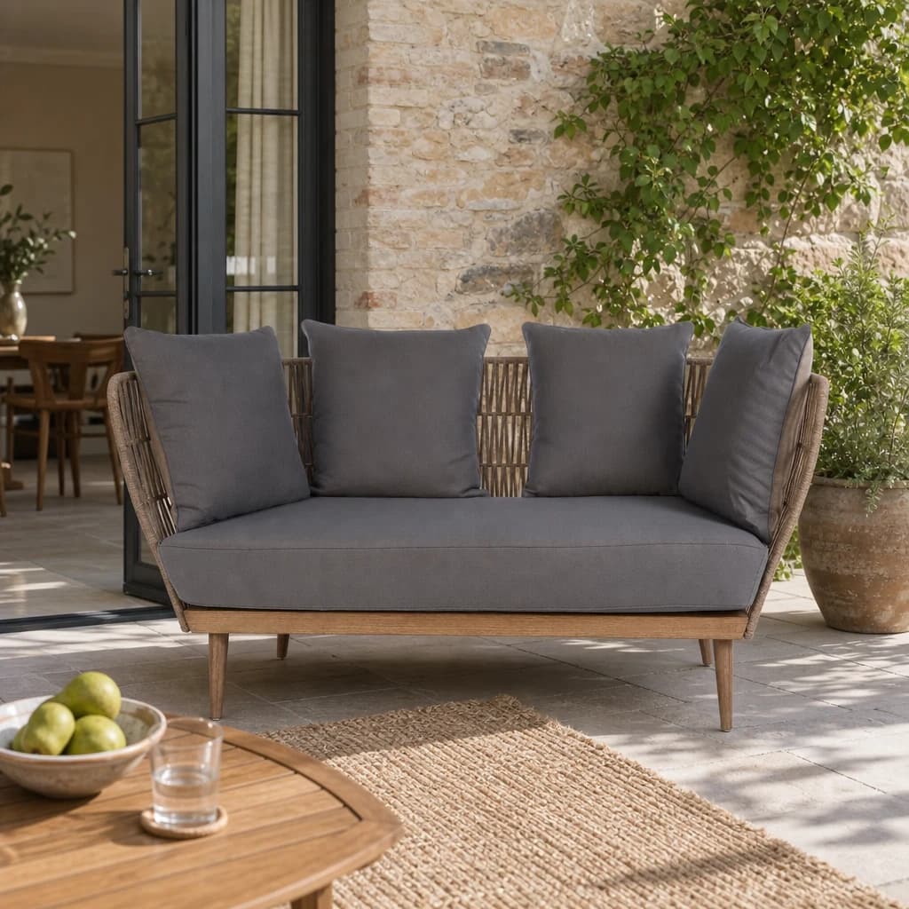 Opus Woven Rope 2 Seater Sofa with Grey Cushions - Seating, photo 1 of 8
