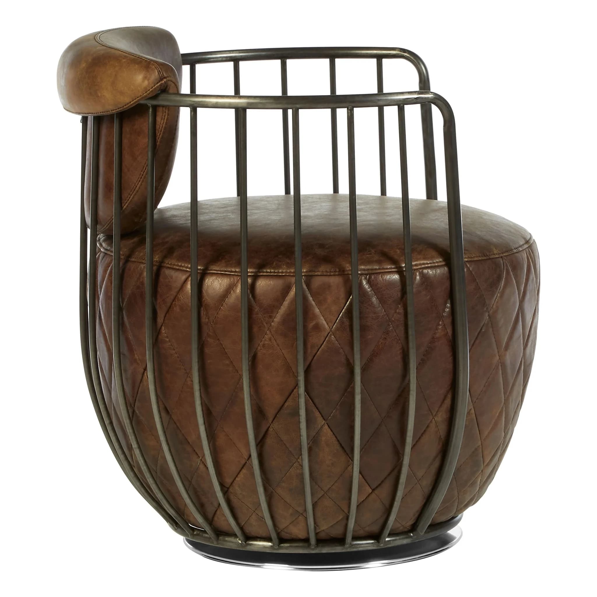 Hoxton Brown Leather Swivel Chair - Seating, photo 3 of 7