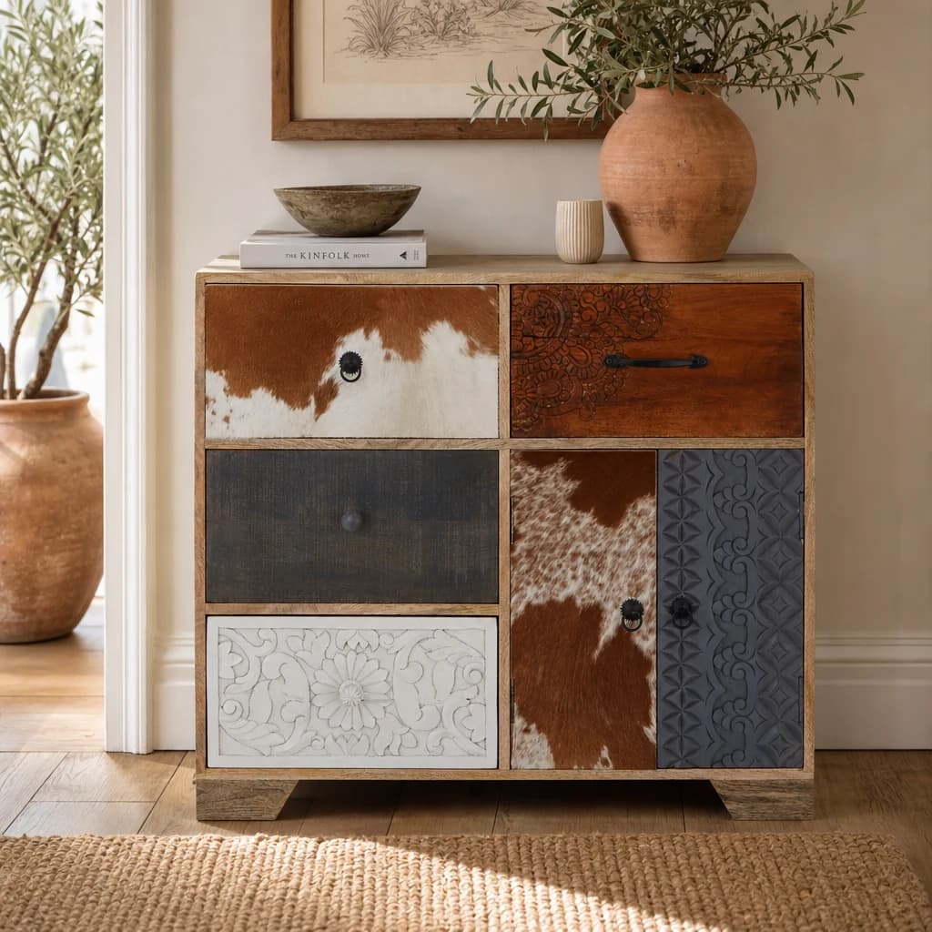 Marwar Mango Wood and Leather Sideboard - Bookcases & shelving, photo 1 of 8