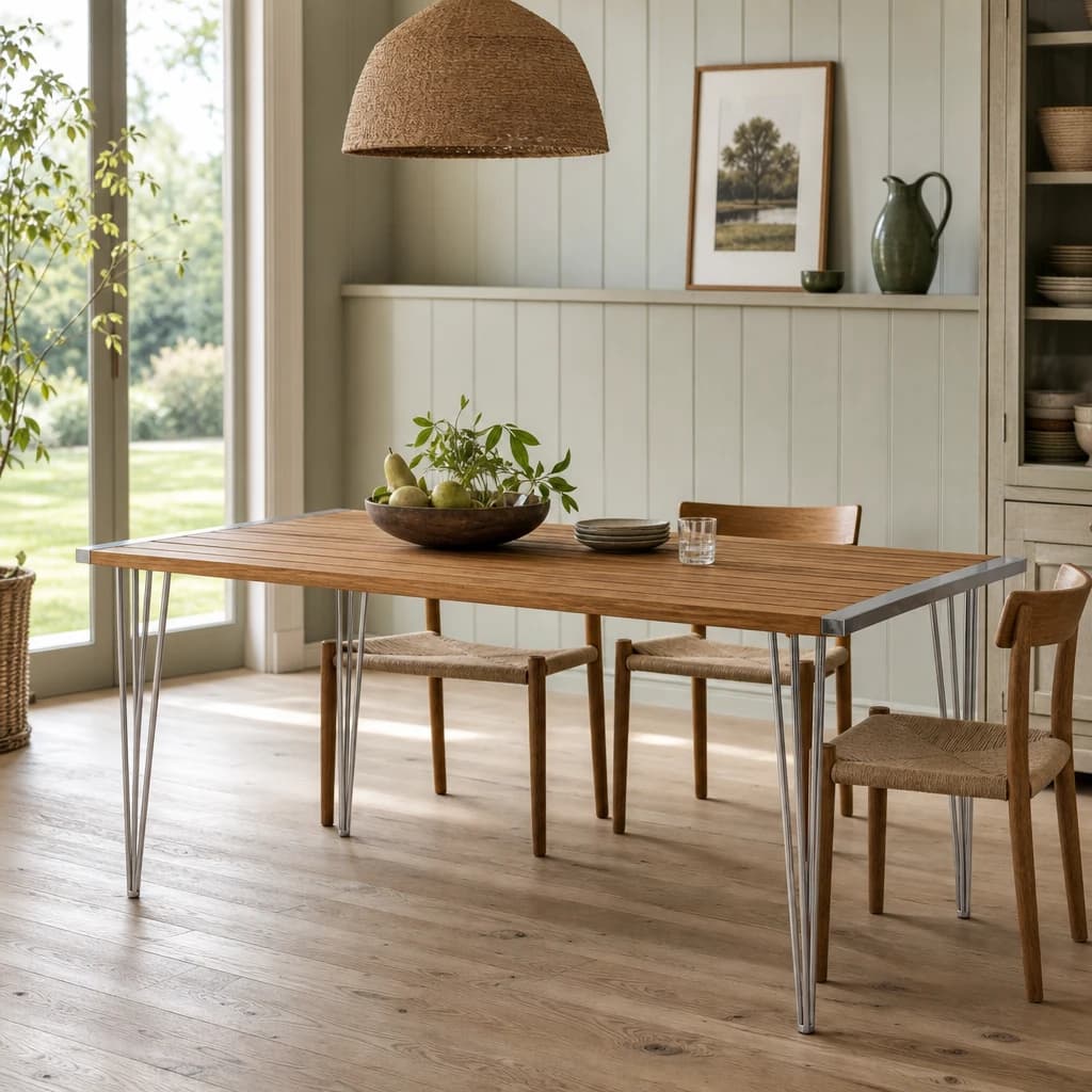 Nandri Slatted Teak Wood Dining Table - Tables, photo 1 of 6