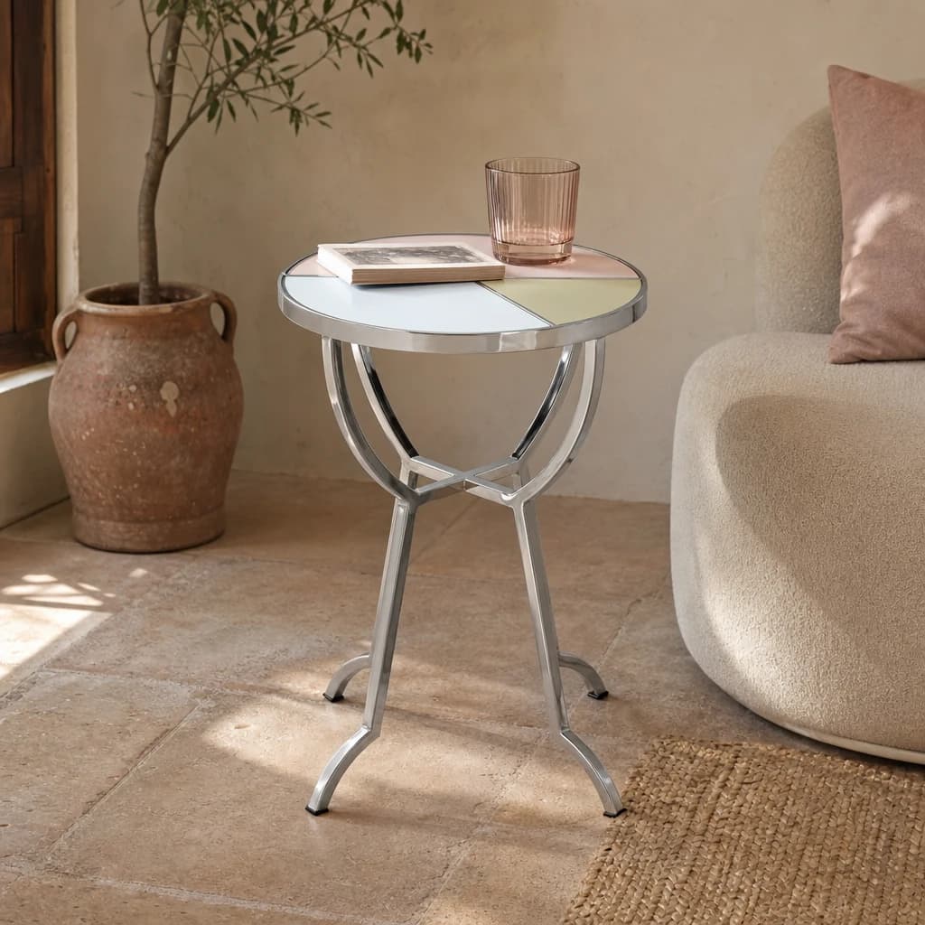 Arbus Coloured Mirror Round Side Table - Tables, photo 1 of 5