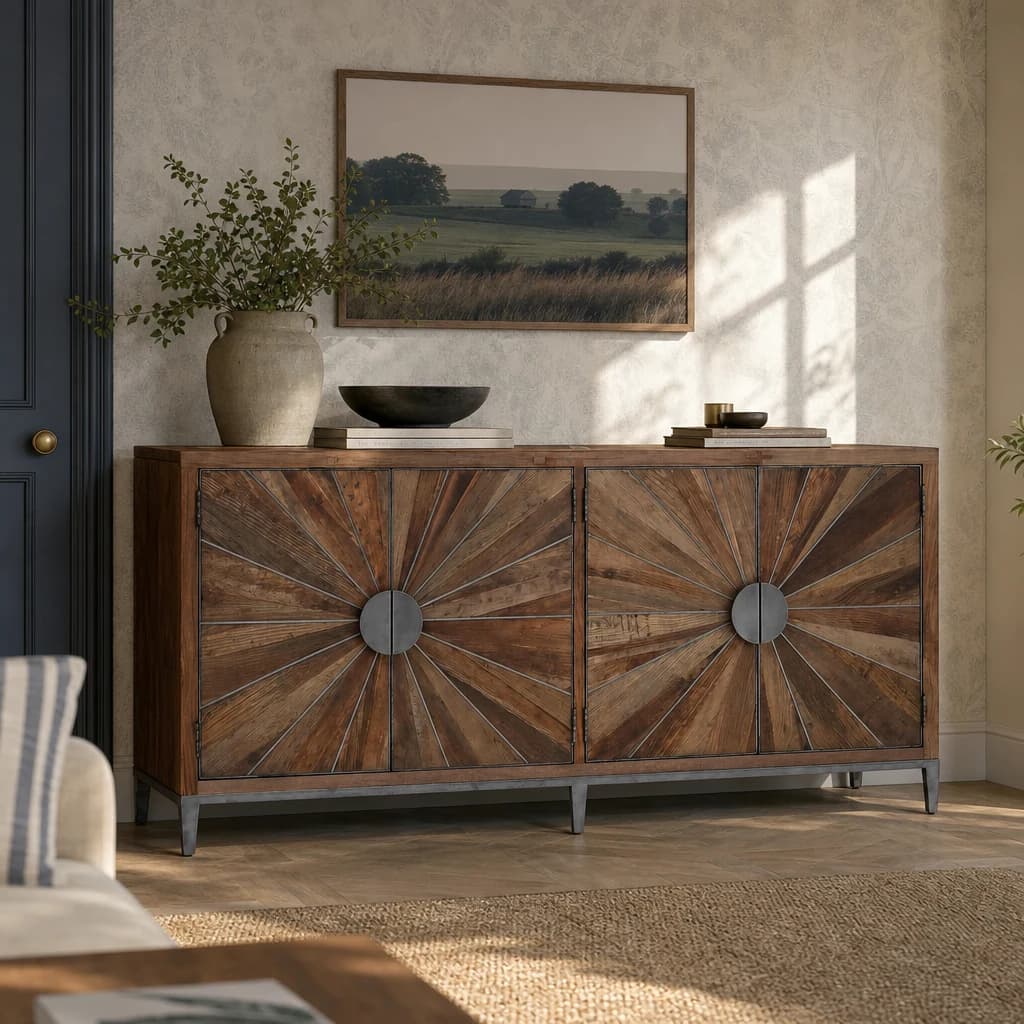 Midas Recycled Elm Wood 4 Door Sideboard - Bookcases & shelving, photo 1 of 8