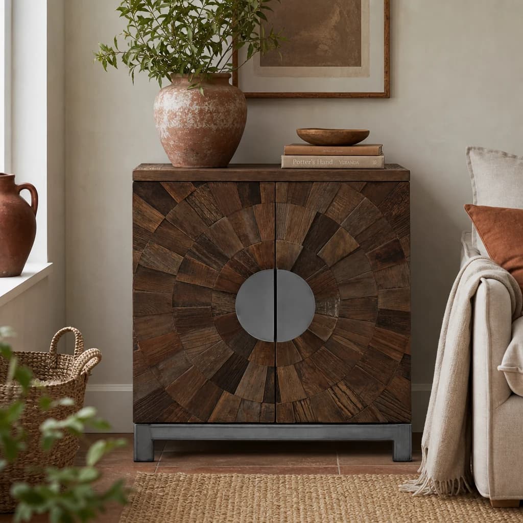 Midas Small Recycled Elm Wood 2 Door Cabinet - Bookcases & shelving, photo 1 of 8