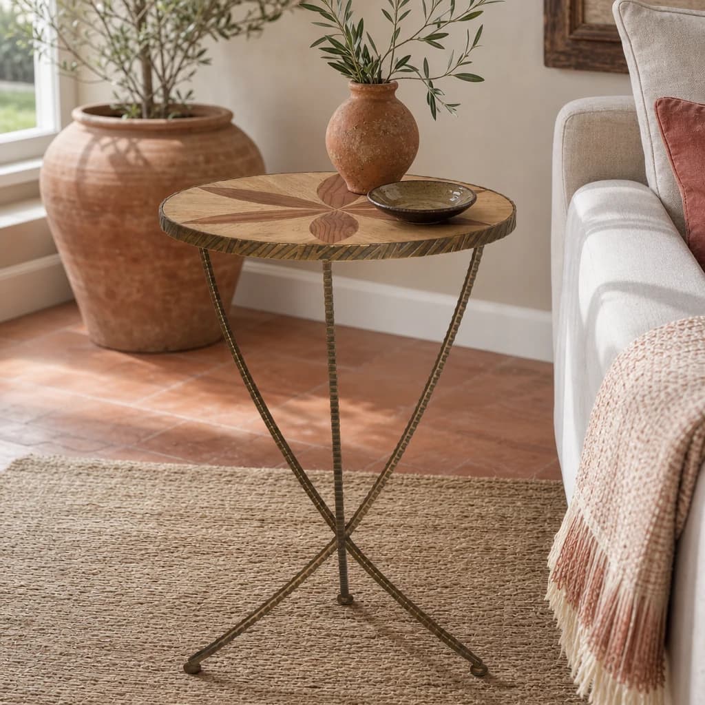 Elmo Elm Wood and Iron Large Side Table - Tables, photo 1 of 6