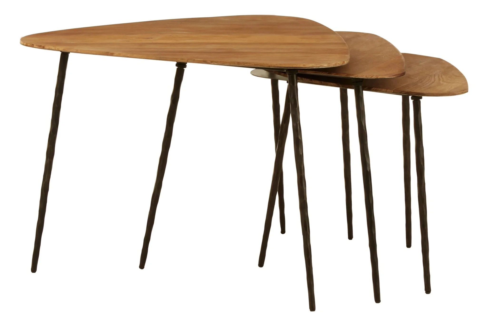 Elmo Elm Wood Top Nest of 3 Triangular Tables - Tables, photo 3 of 6